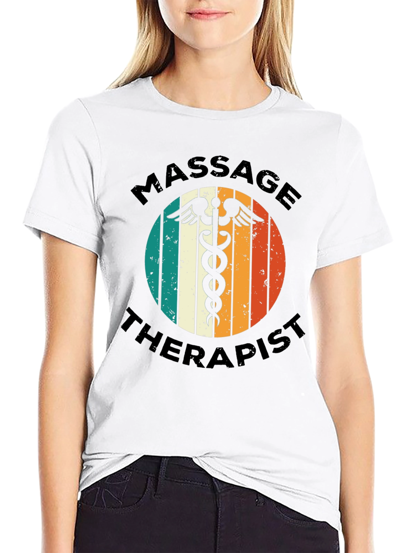 Black Massage Therapist T-Shirt - Retro Medical Design view 9