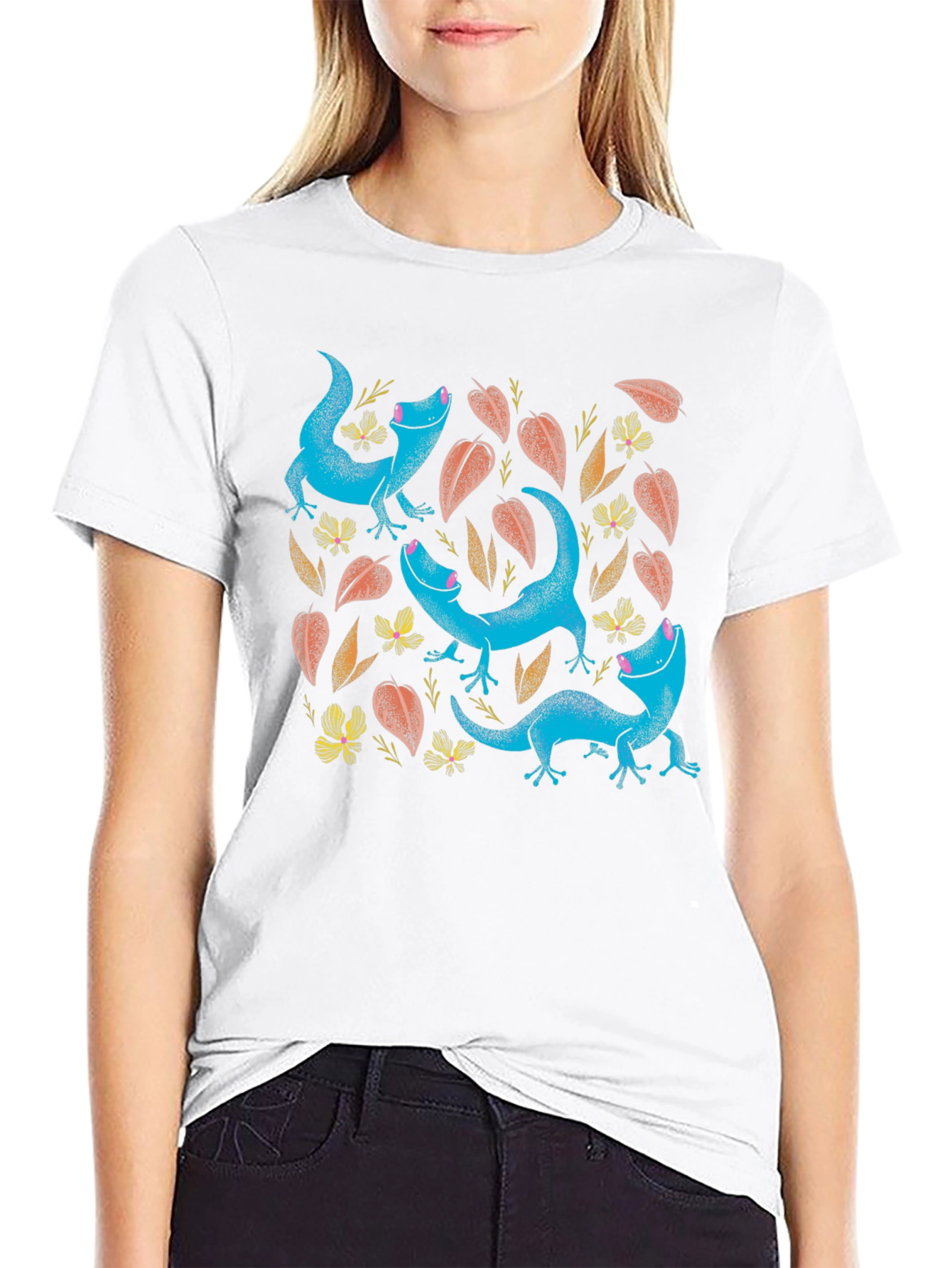 Black Lizard Print Black T-Shirt view 9