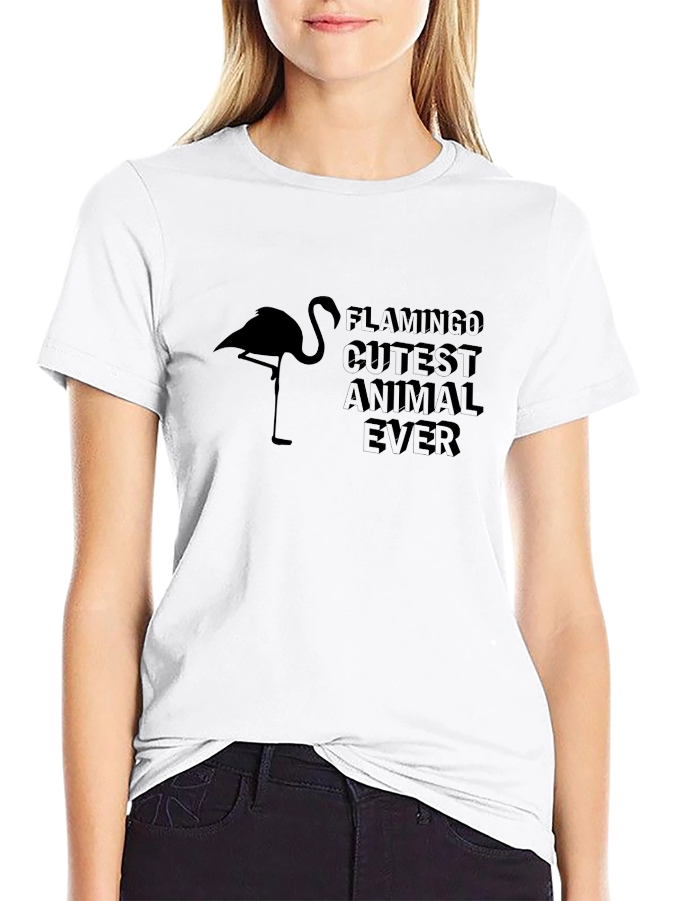 Black Flamingo Cutest Animal Ever Black T-Shirt view 9