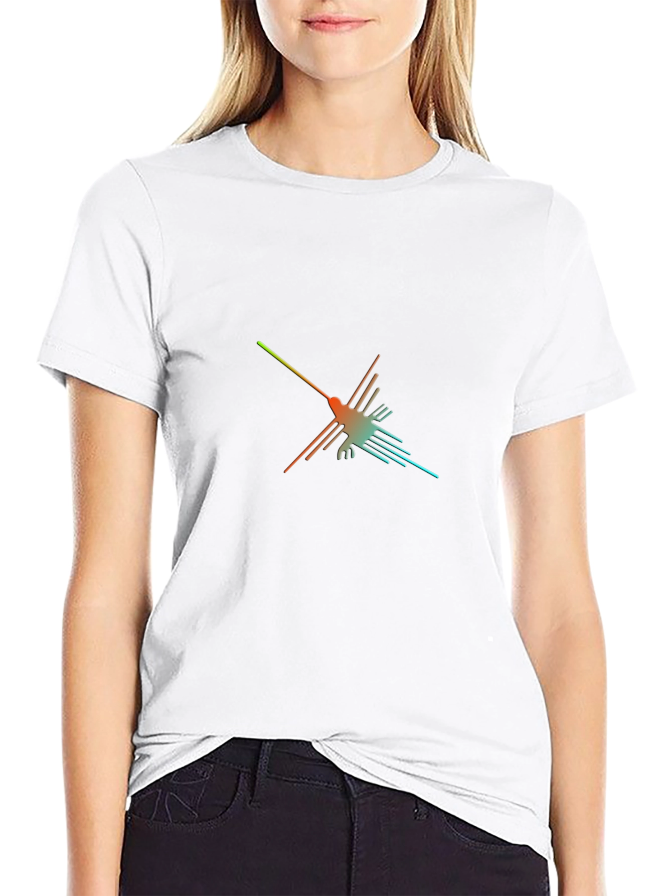 Black Nazca Lines Hummingbird Graphic Tee view 9