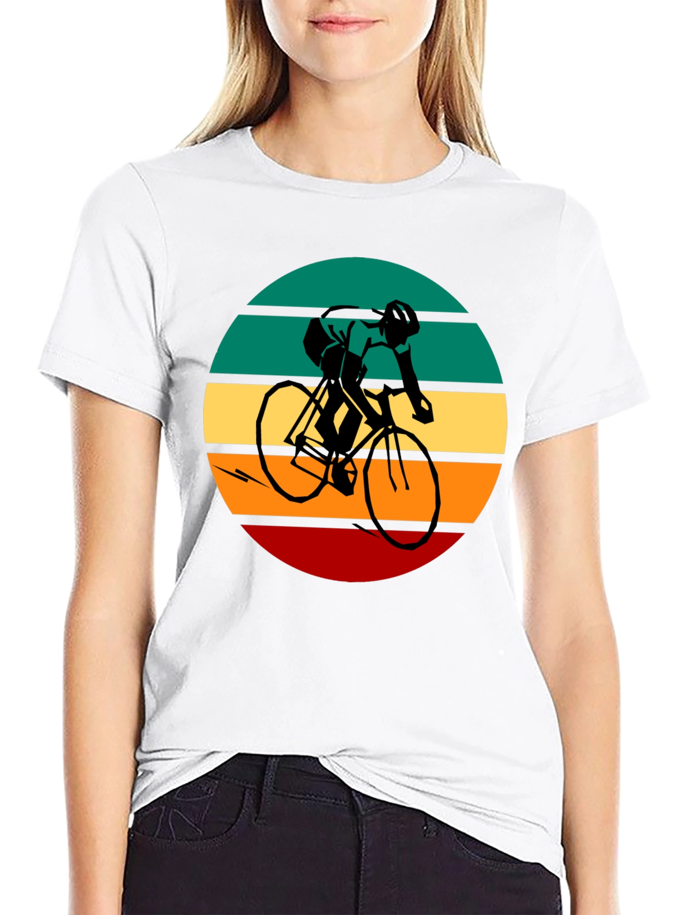 Black Retro Cycling Graphic Tee - Black Cotton Blend view 9