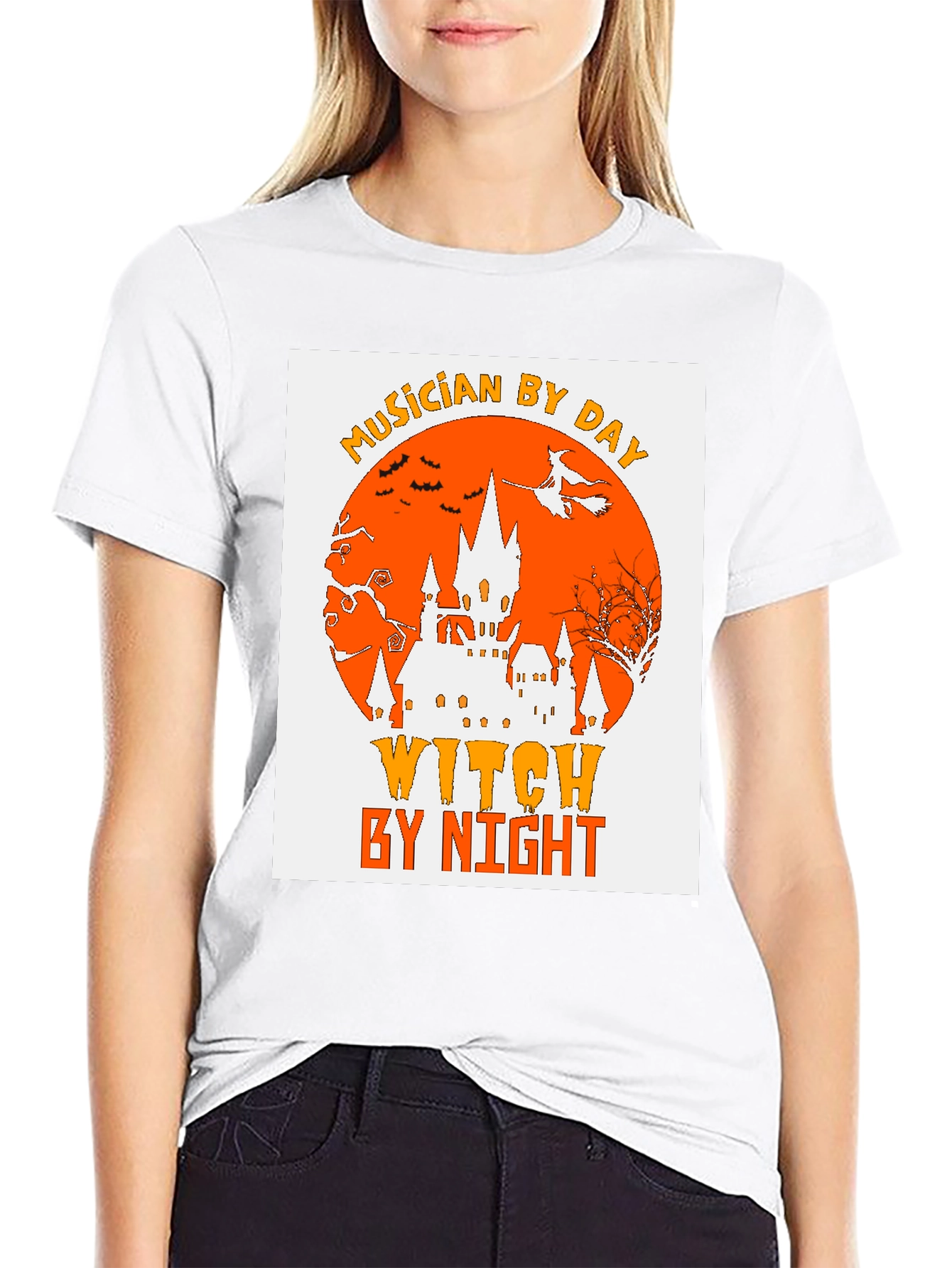 Black Musician by Day, Witch by Night Halloween T-Shirt view 9