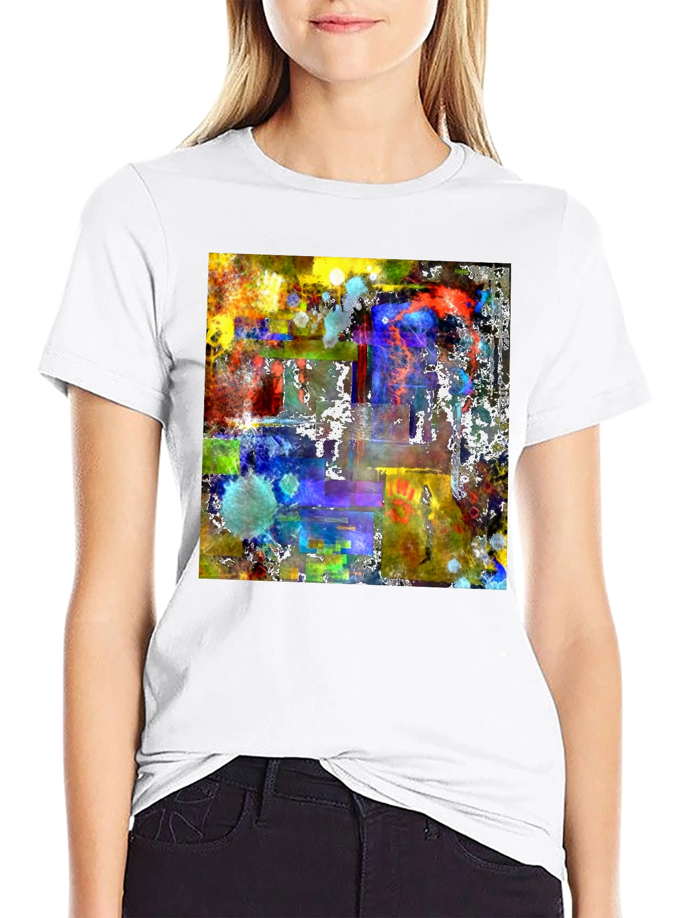 Black Abstract Art Graphic Tee - Men's Black T-Shirt view 9