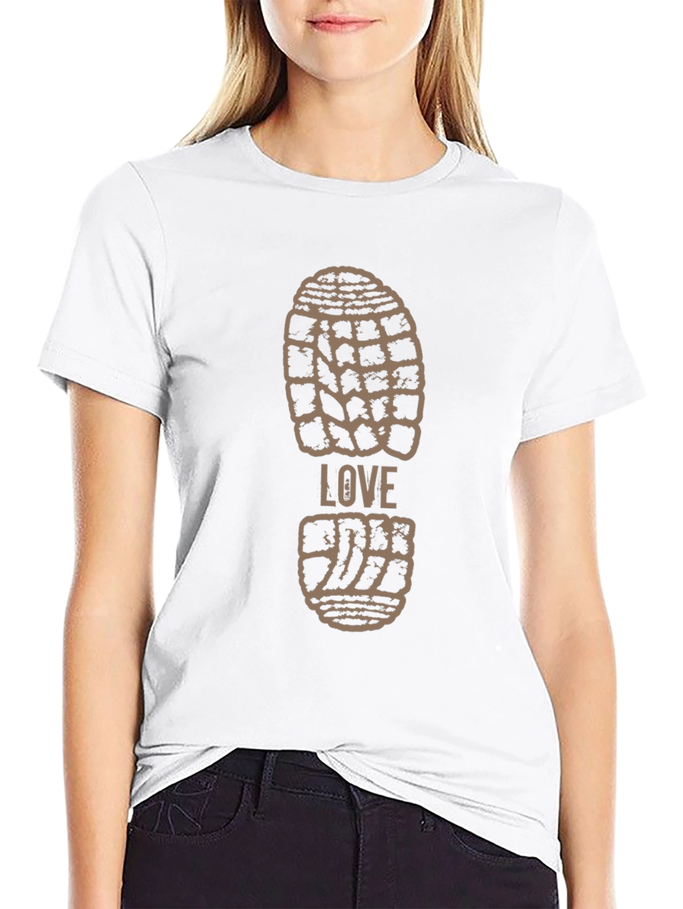 Black Love Footprint T-Shirt - Unique Graphic Tee view 9