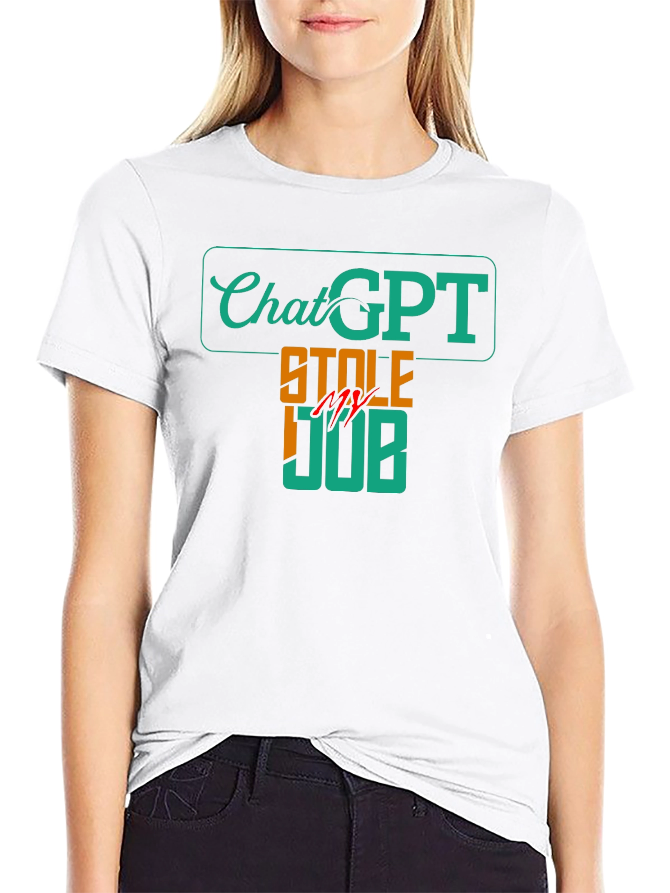Black ChatGPT Stole My Job Funny T-Shirt view 9