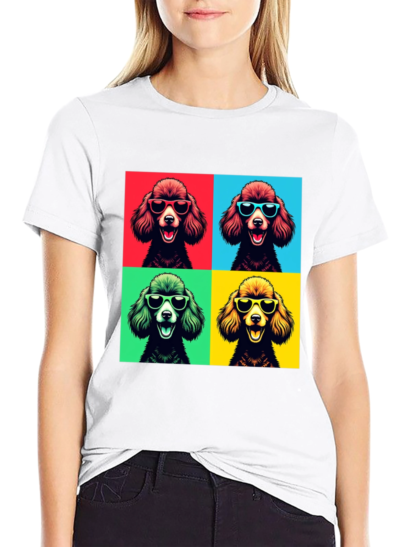 Black Pop Art Poodle T-Shirt - Stylish Dog Tee view 9