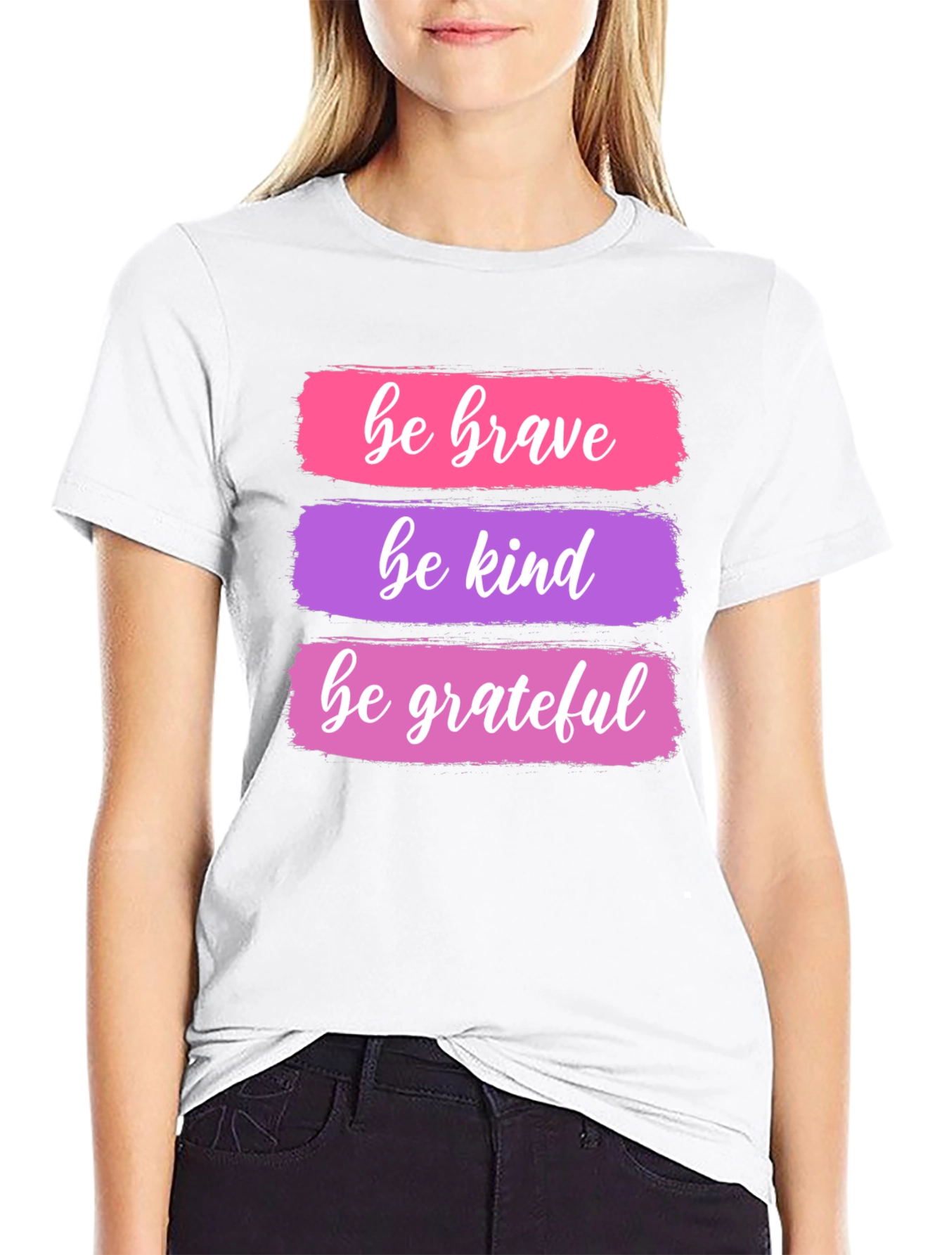 Black Be Brave, Kind, Grateful T-Shirt view 9