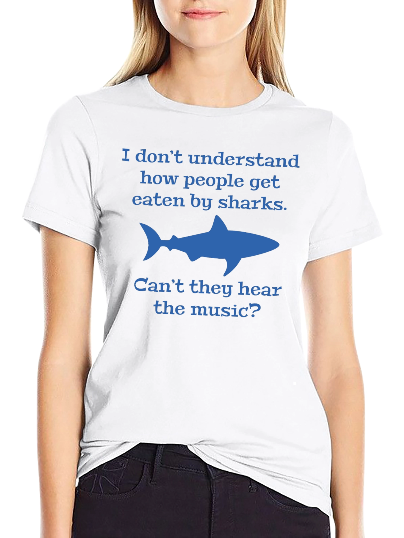 Black Shark Humor T-Shirt - Can't They Hear the Music? view 9