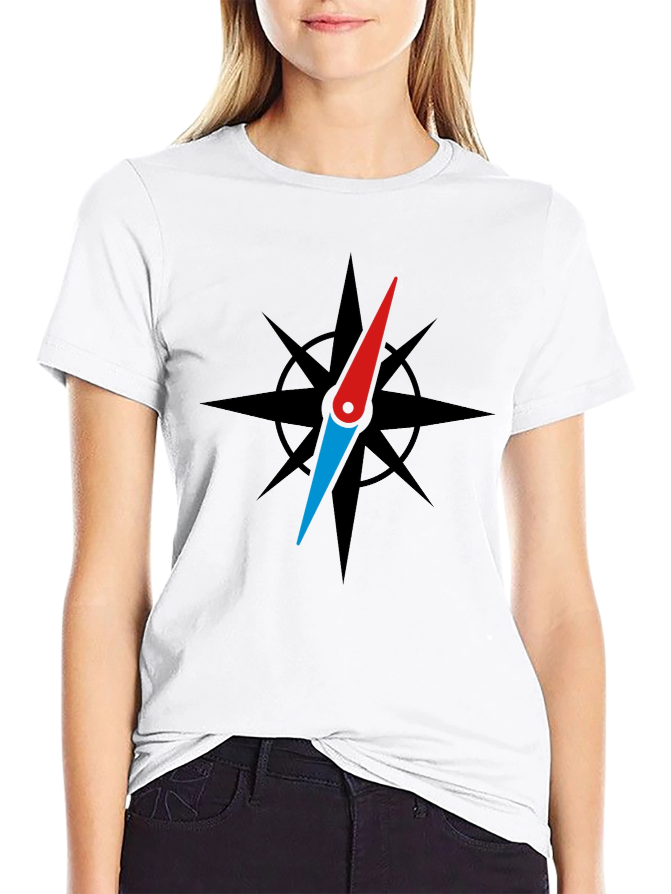 Black Compass Rose Graphic Black T-Shirt view 9