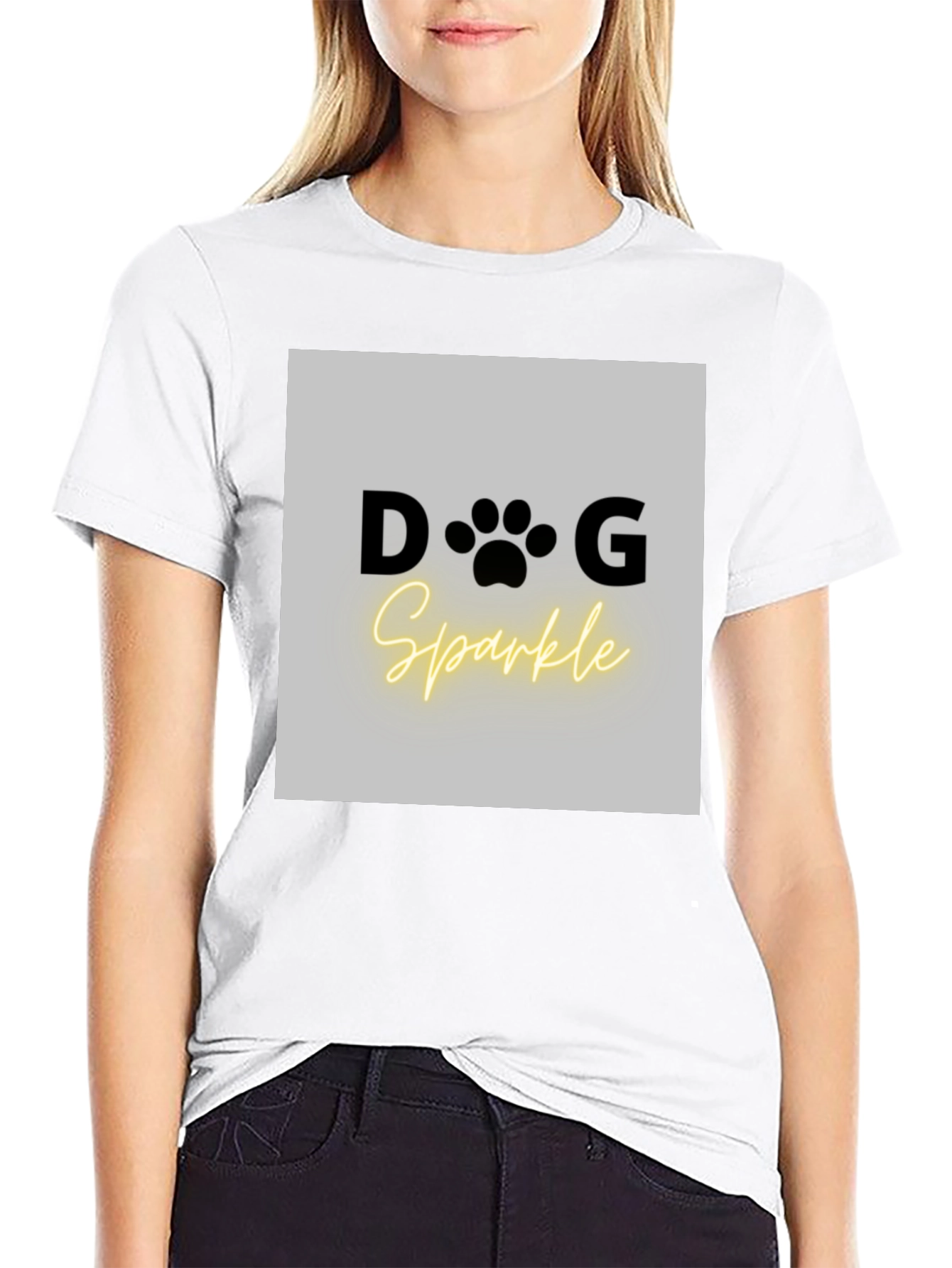Black Dog Sparkle Graphic Tee - Unisex Black T-Shirt view 9