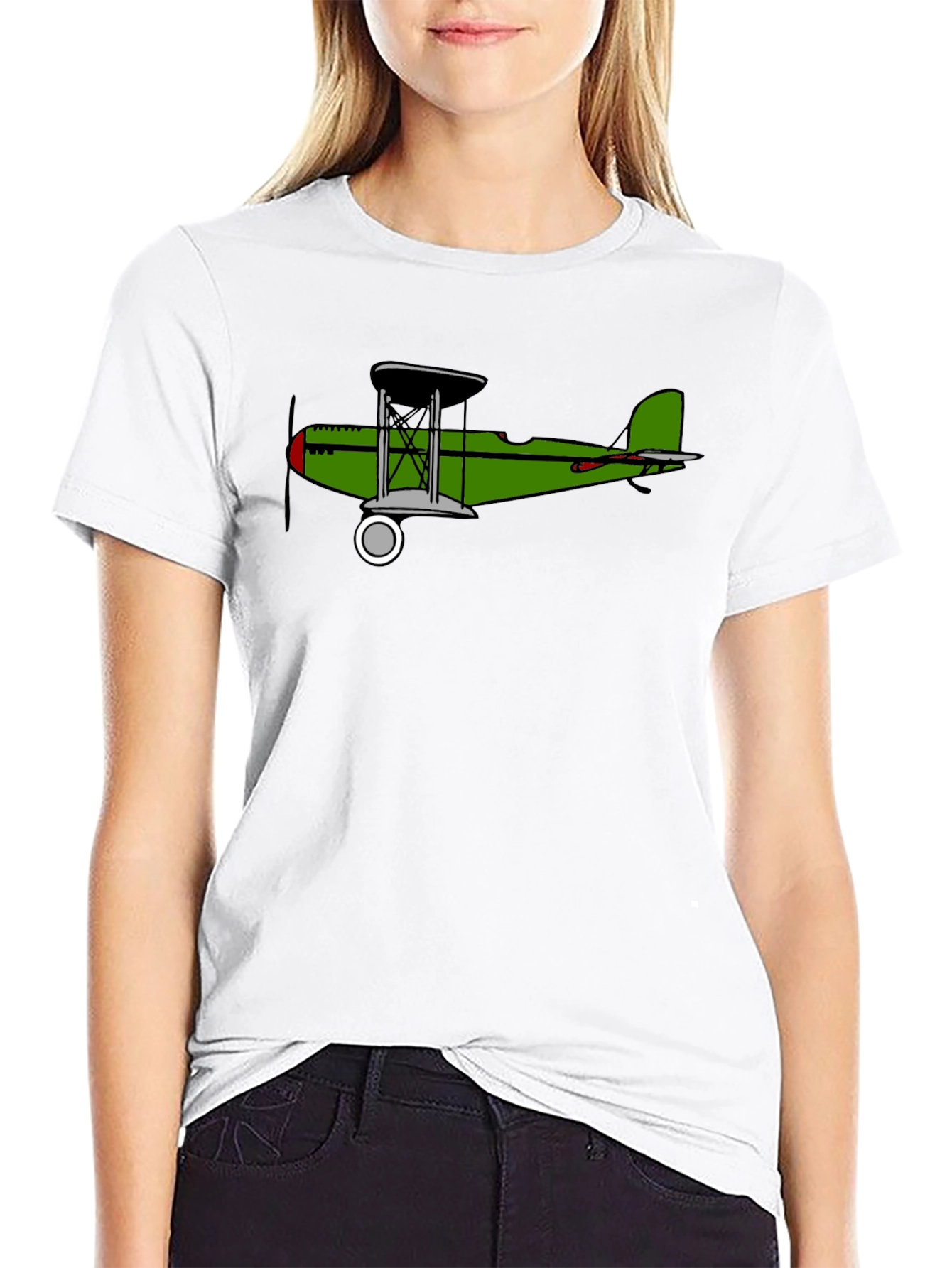 Black Vintage Biplane Graphic Tee - Black view 9