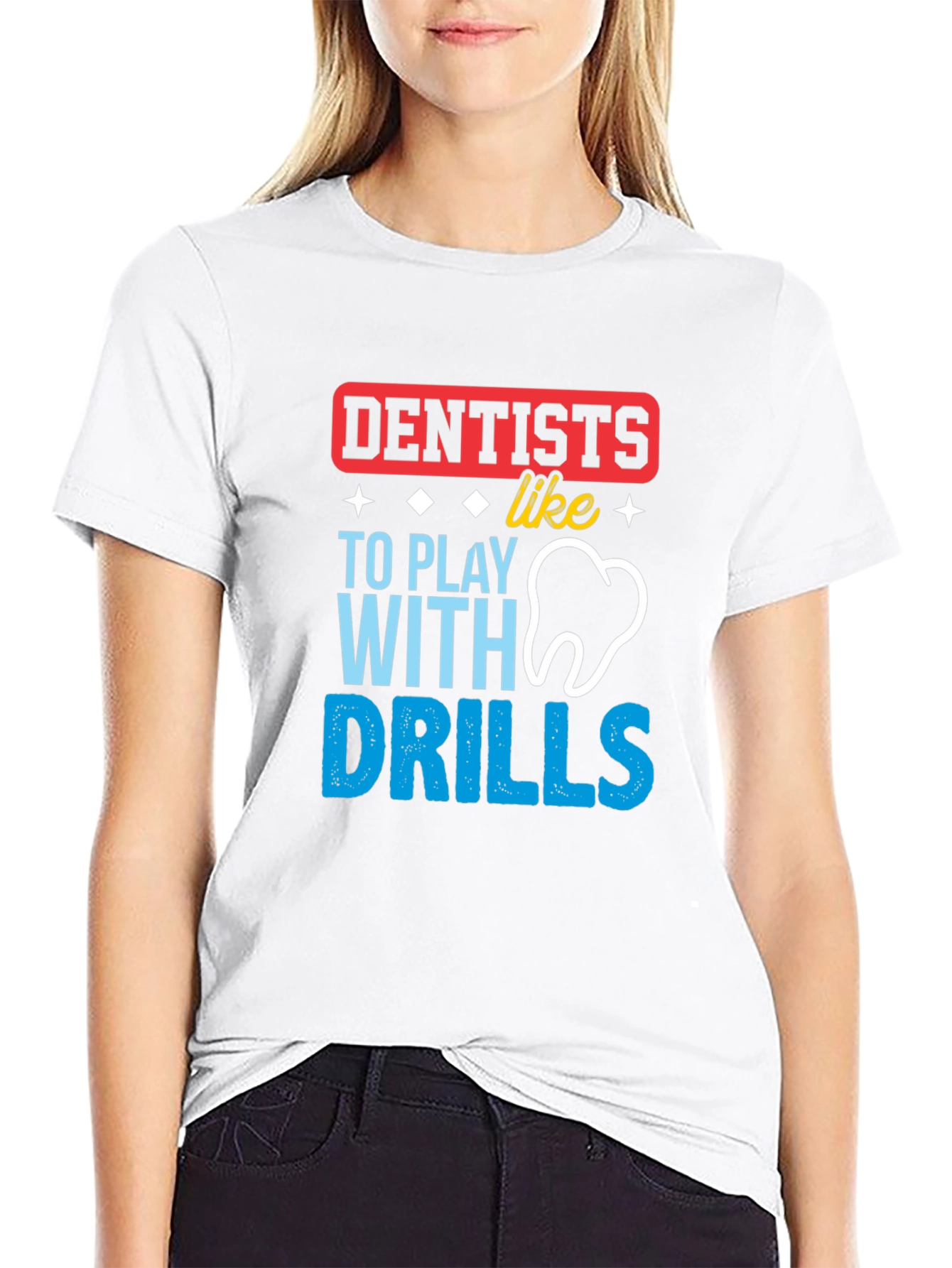 Black Dentist Humor T-Shirt: Drills & Teeth! view 9