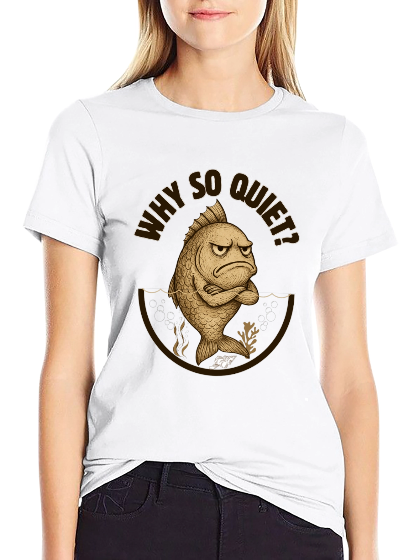 Black Why So Quiet Fish T-Shirt view 9