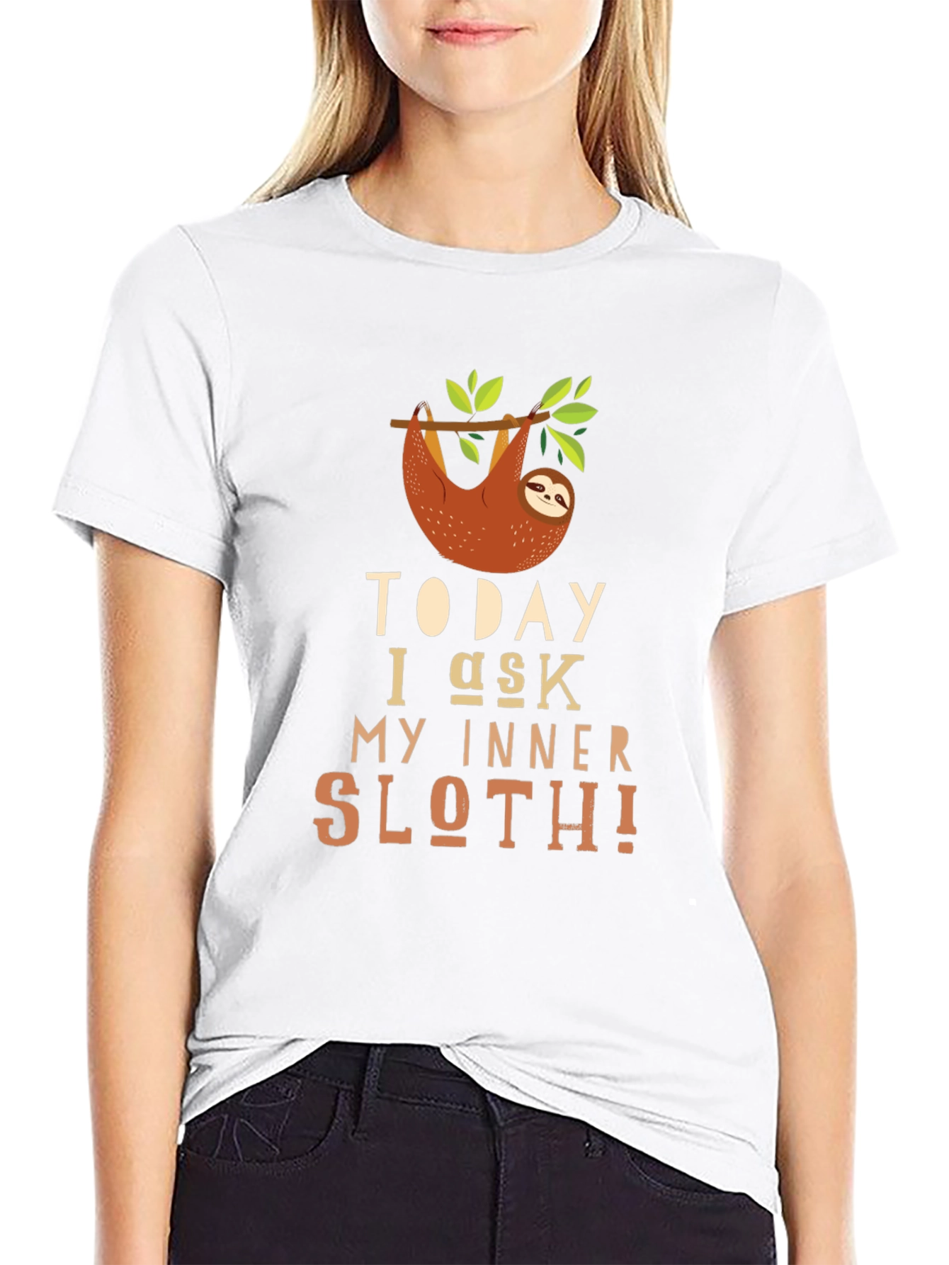Black Today I Ask My Inner Sloth Tee view 9
