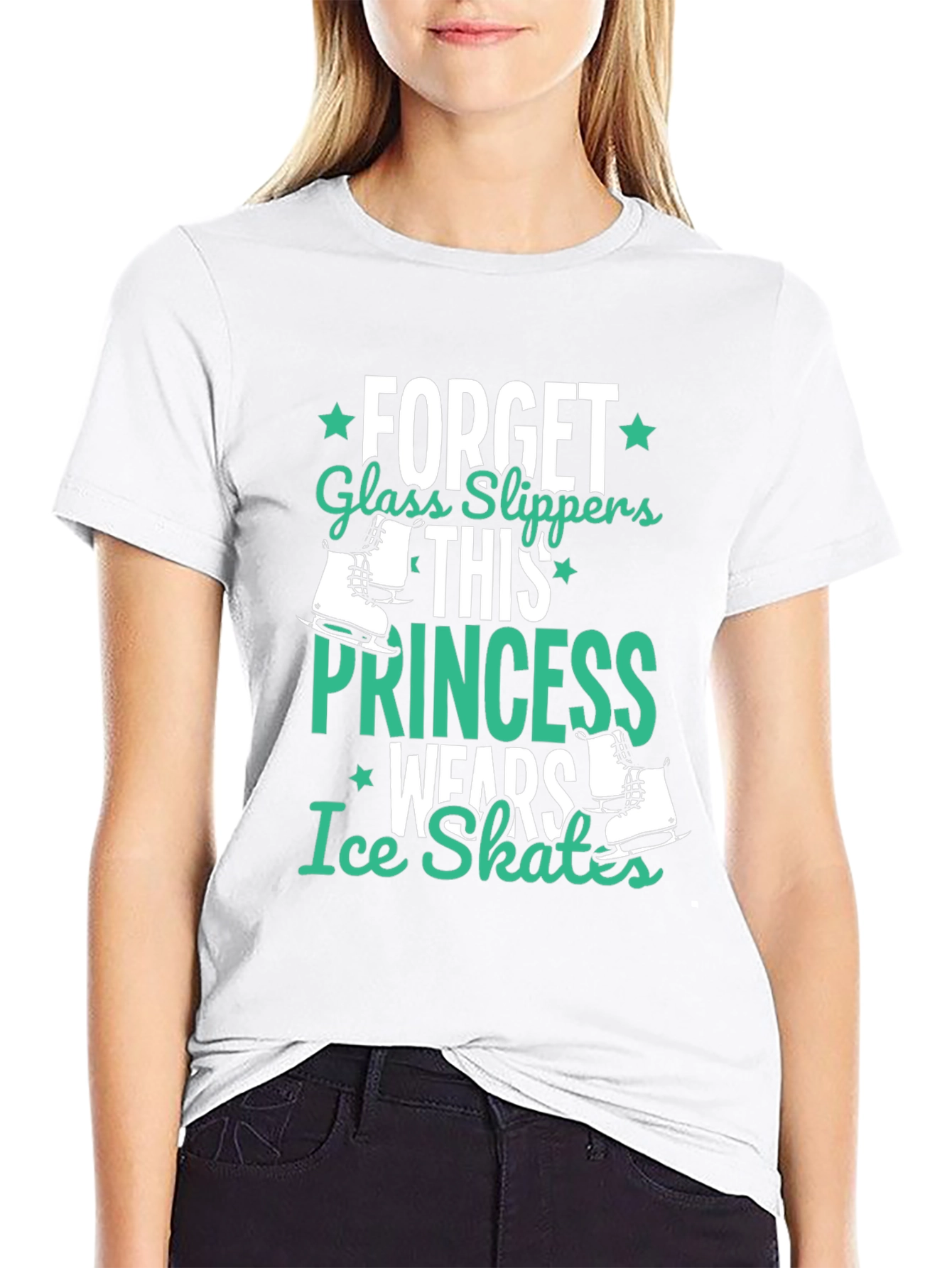Black Ice Skates Princess Black T-Shirt view 9