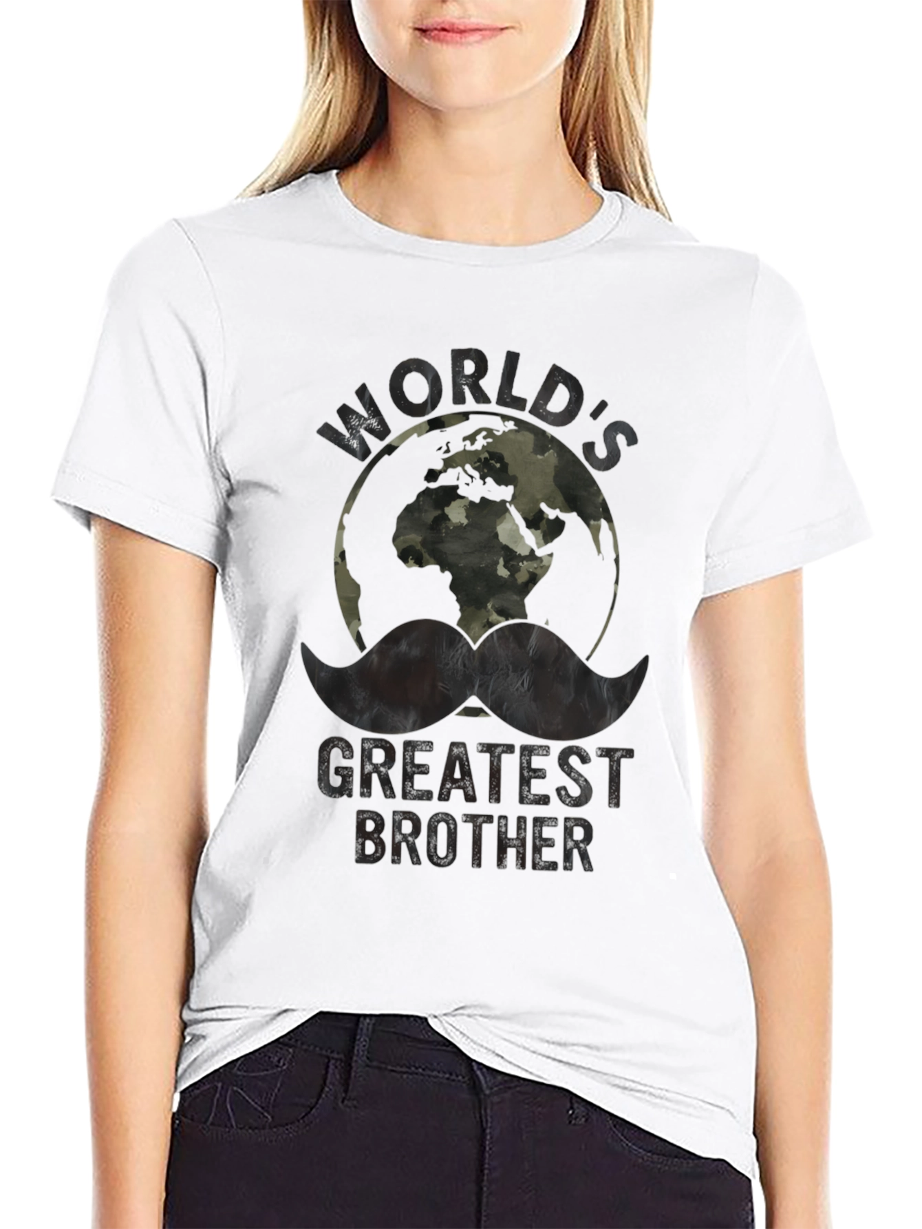 Black World's Greatest Brother T-Shirt - Camo Globe Graphic Tee view 9