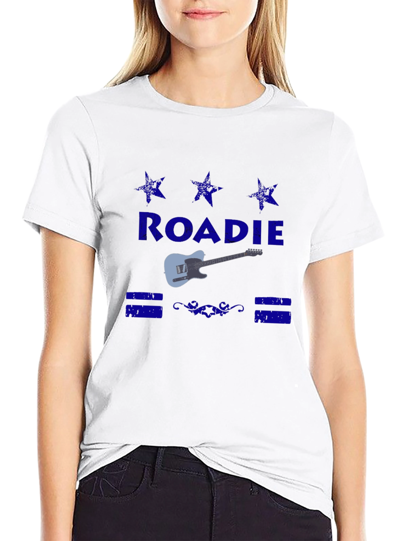 Black Roadie Guitar T-Shirt - Classic Crew Neck Tee view 9