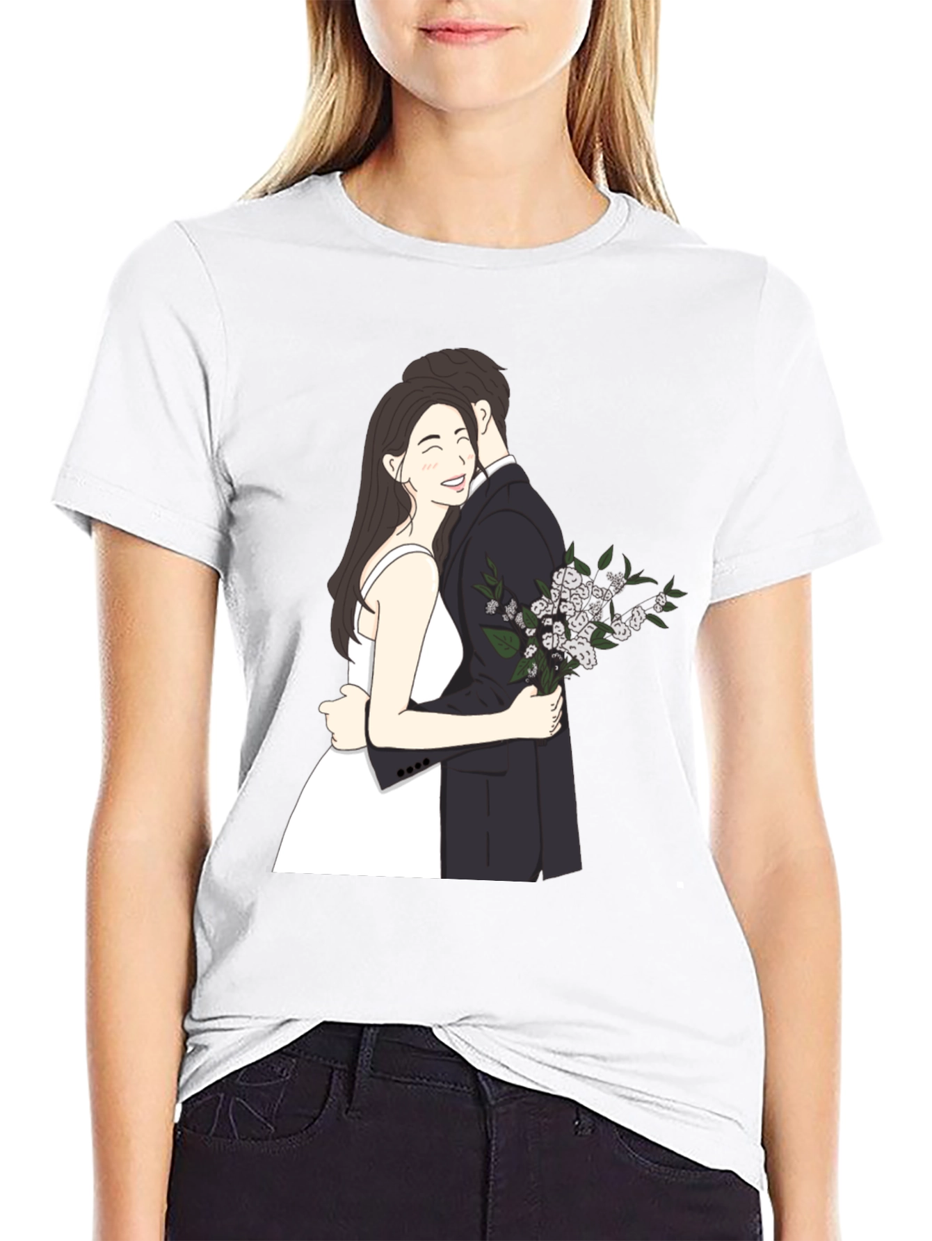 Black Couple Embrace Graphic Tee - Black view 9