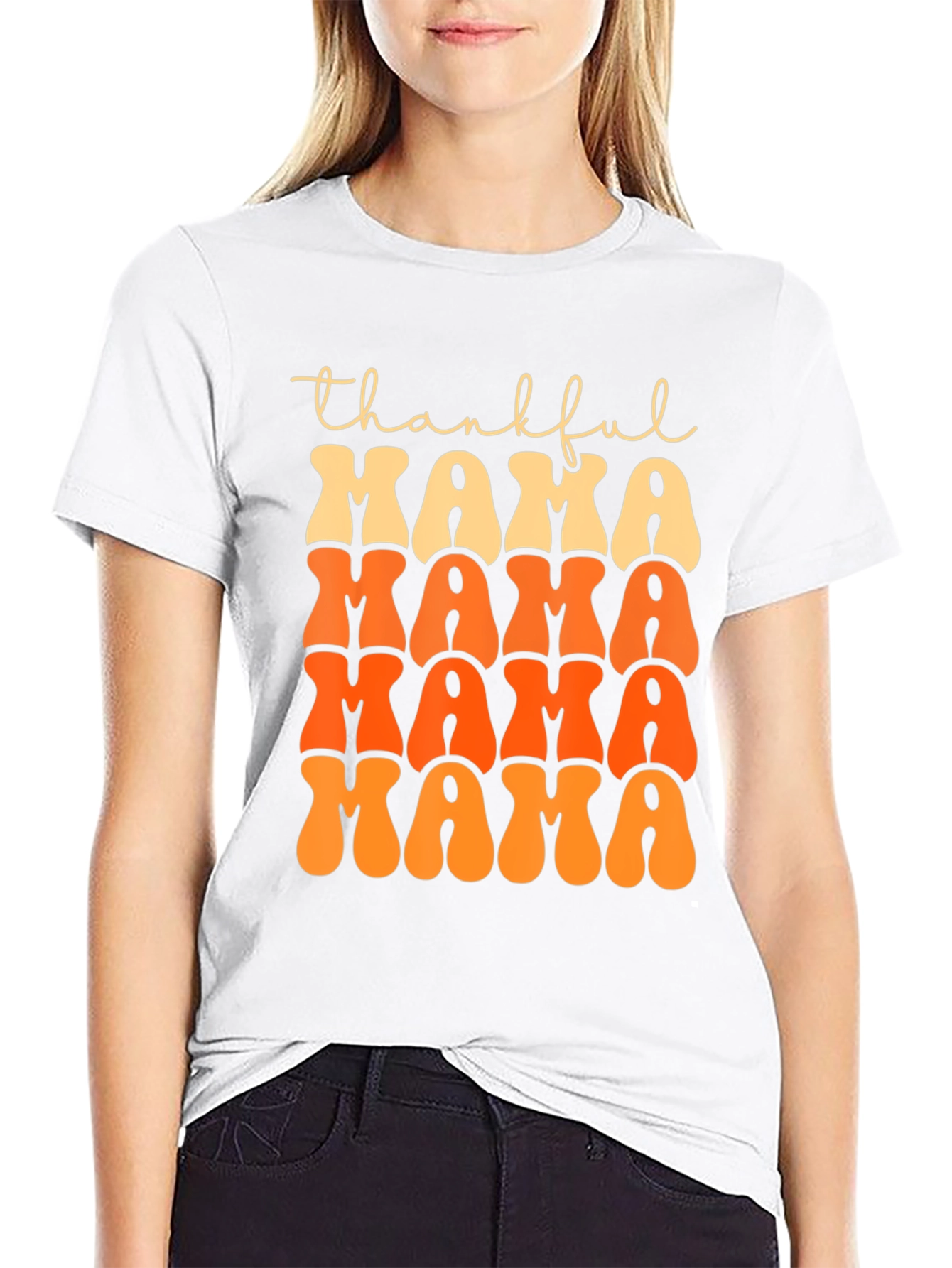 Black Thankful Mama T-Shirt - Fall Festive Tee view 9