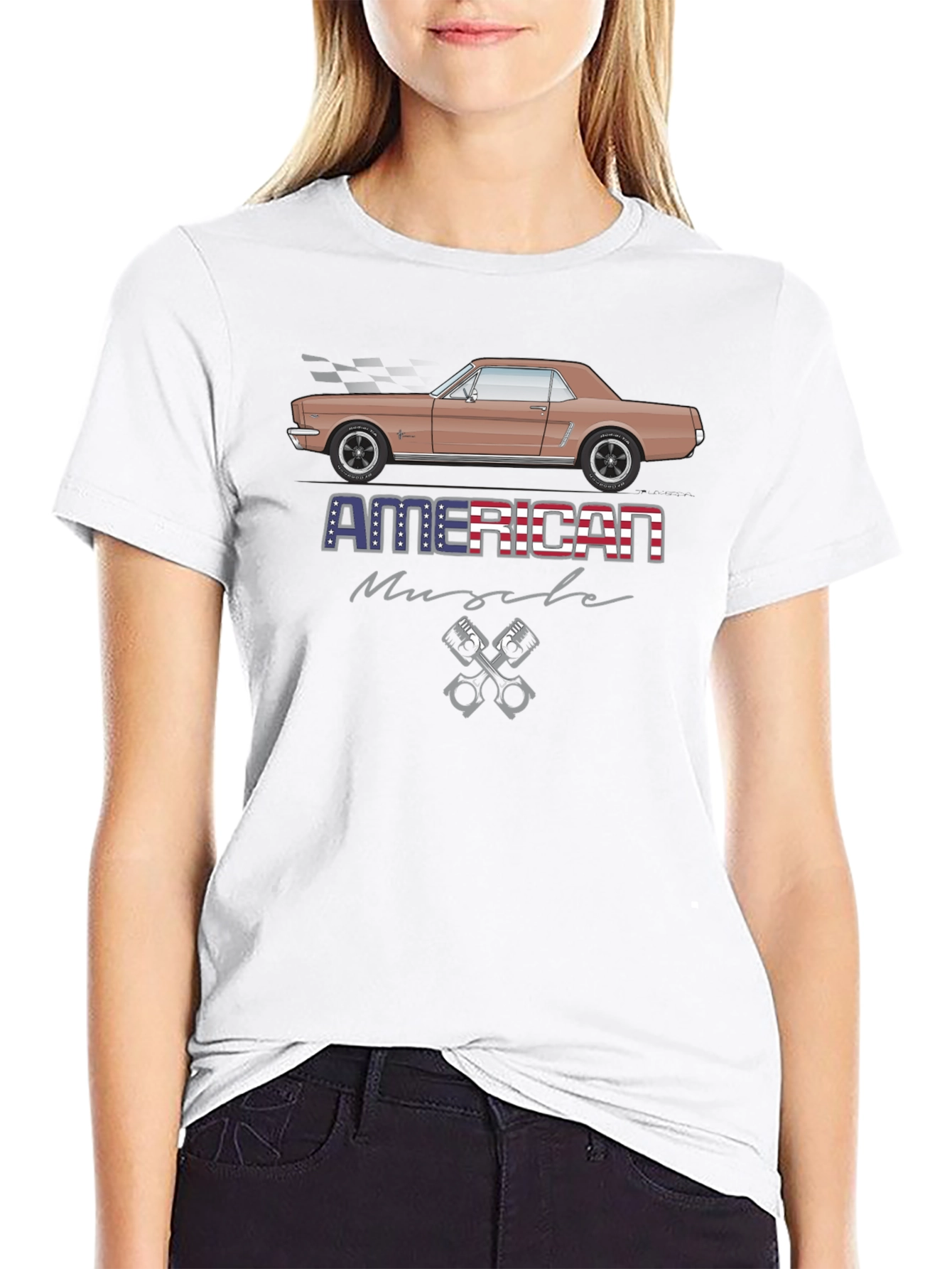 Black American Muscle Car T-Shirt view 9