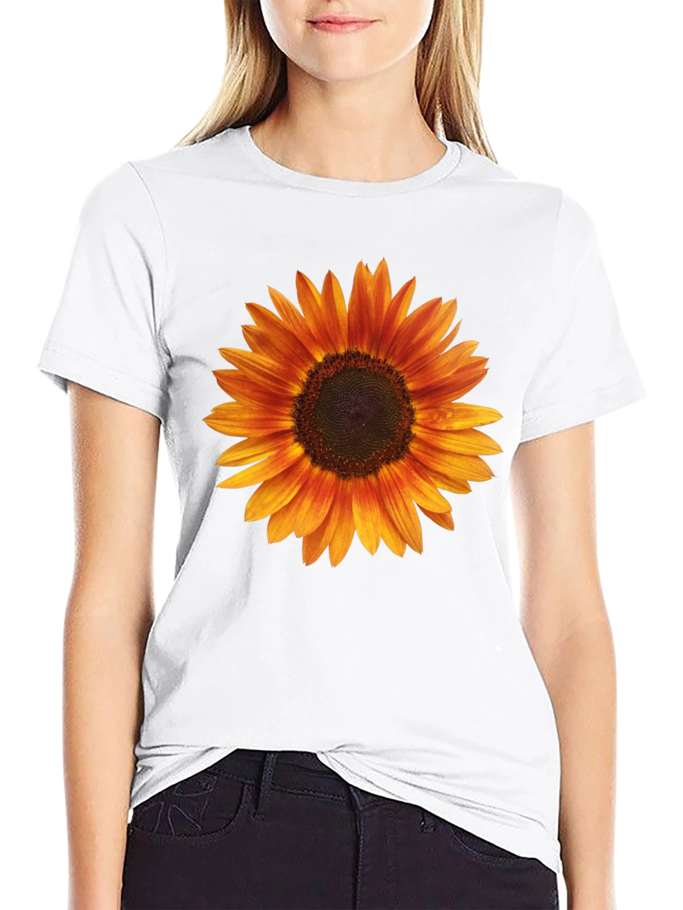Black Sunflower Graphic Black T-Shirt for Men view 9
