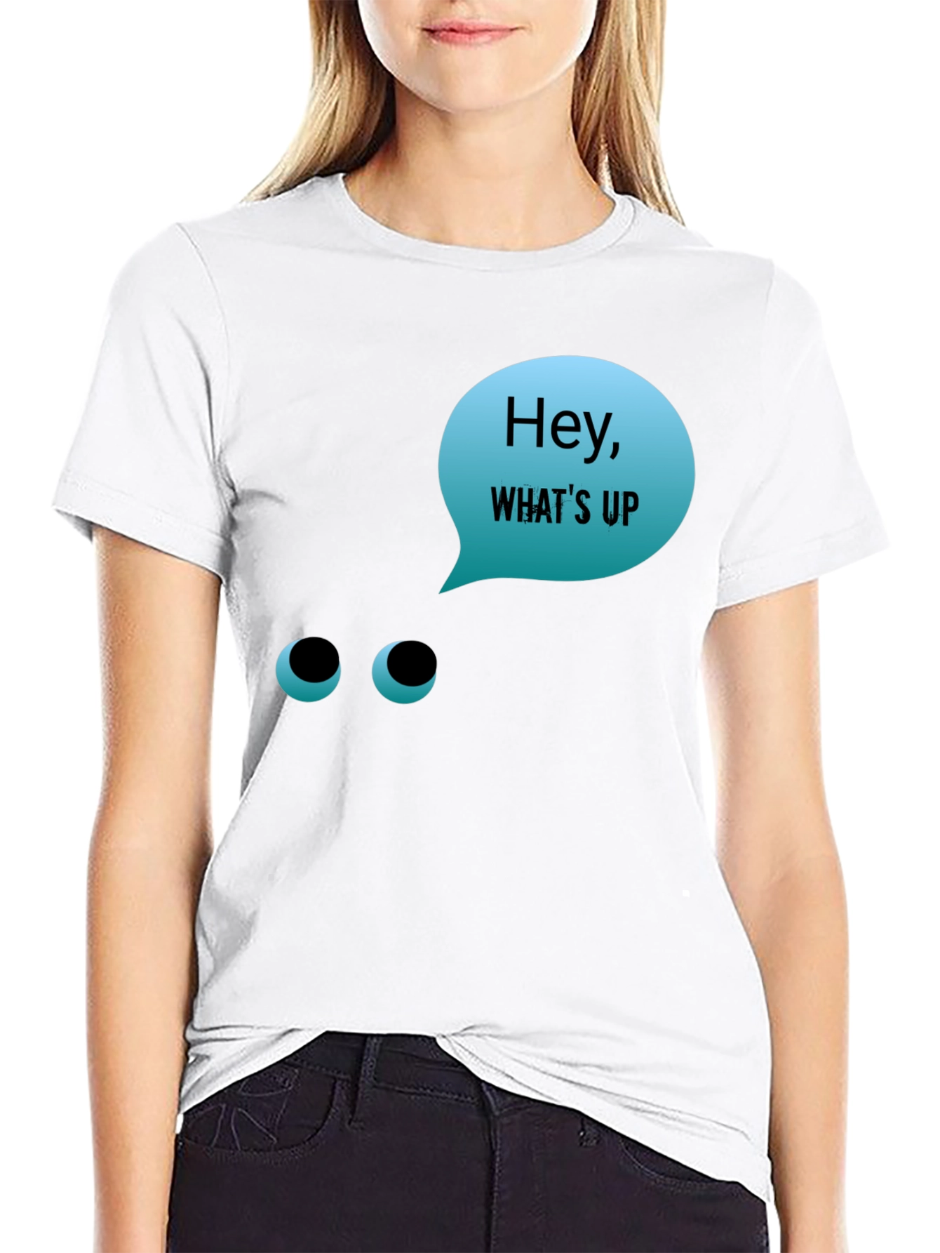 Black Hey What's Up T-Shirt - Funny Graphic Tee view 9