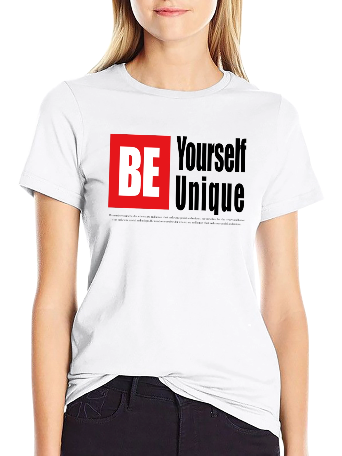 Black Be Yourself Unique Graphic Tee - Black view 9