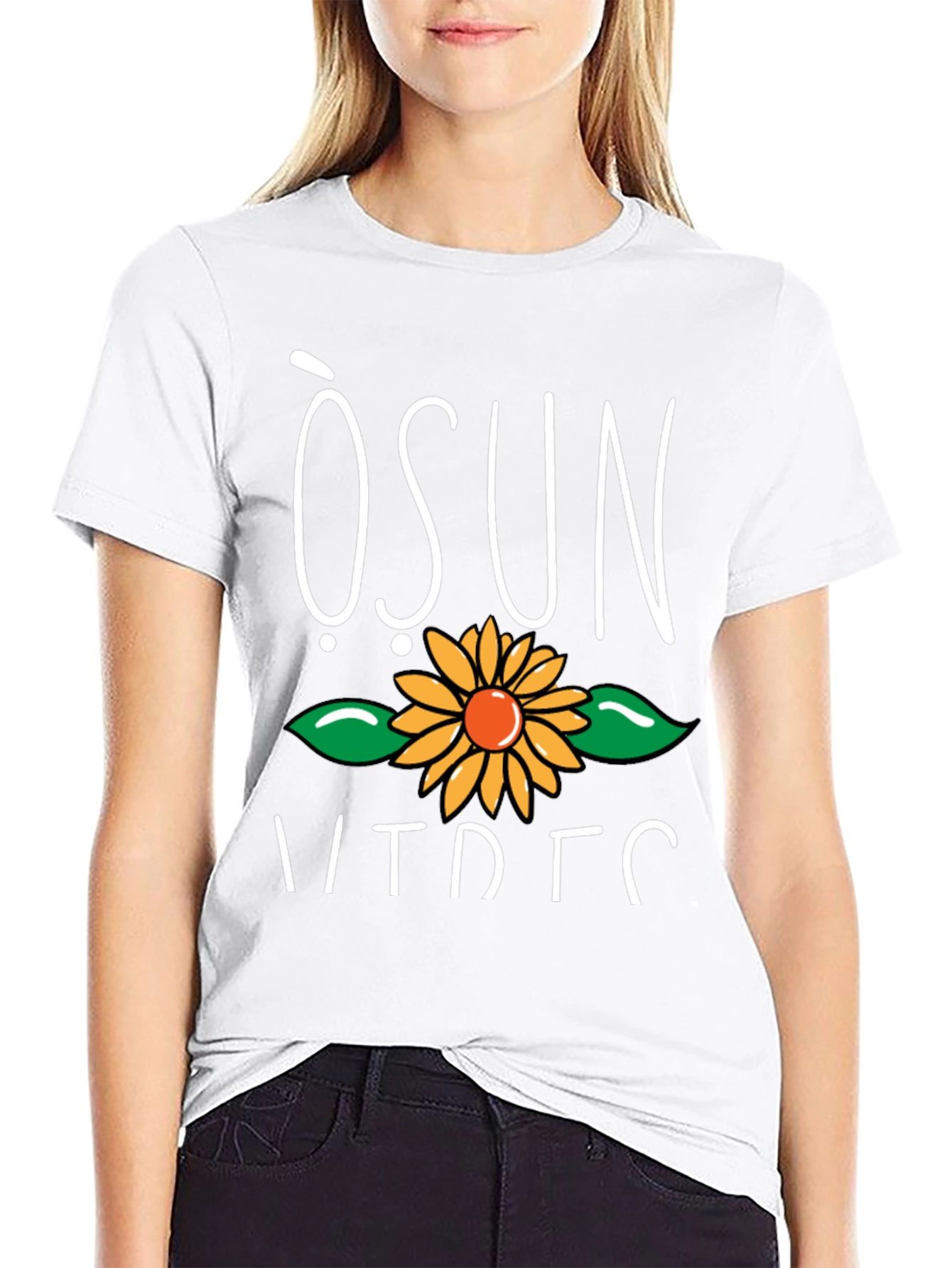 Black Osun Sunflower Graphic T-Shirt - Soft Cotton Blend view 9