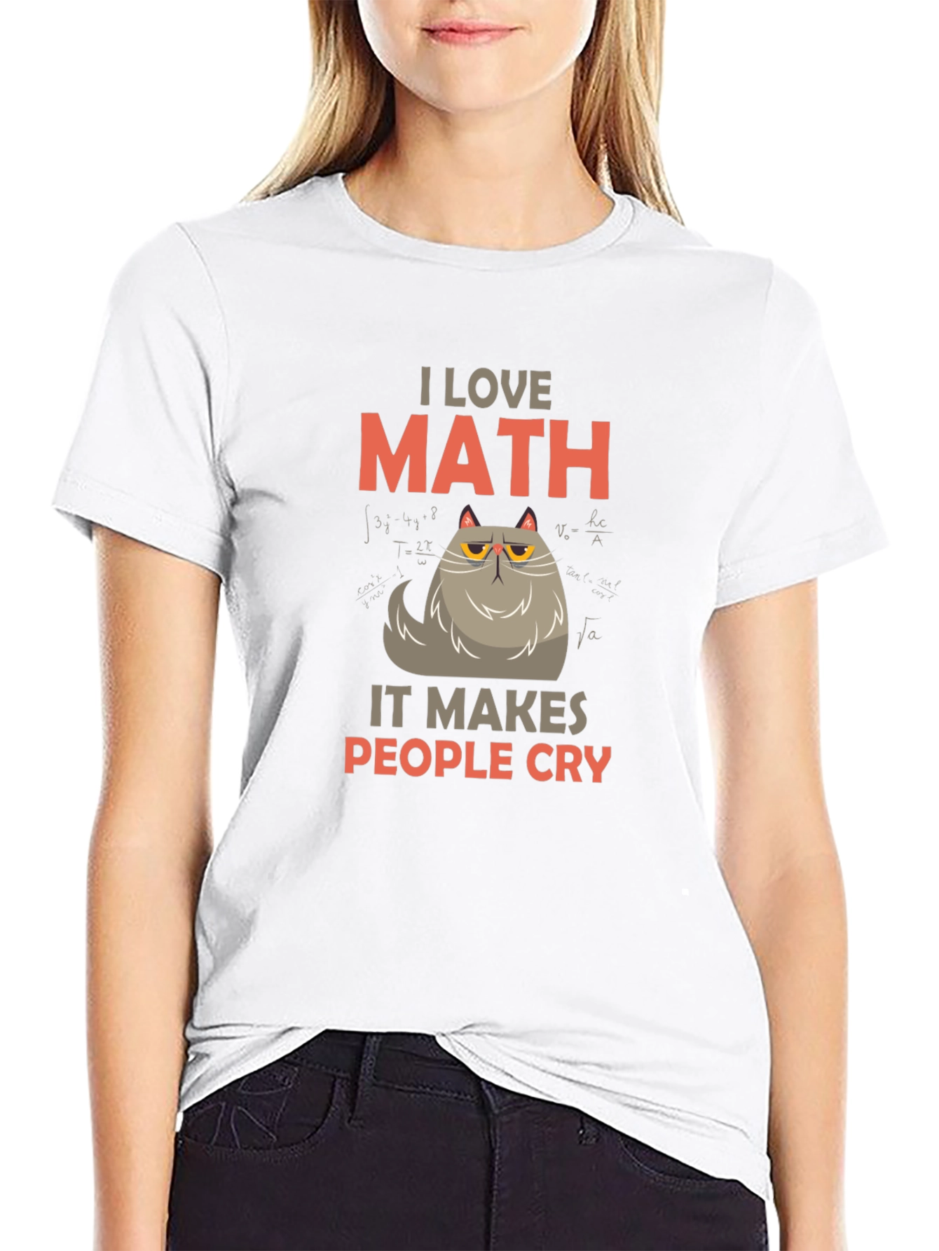 Black I Love Math Cat T-Shirt - Funny Math Lover Tee view 9