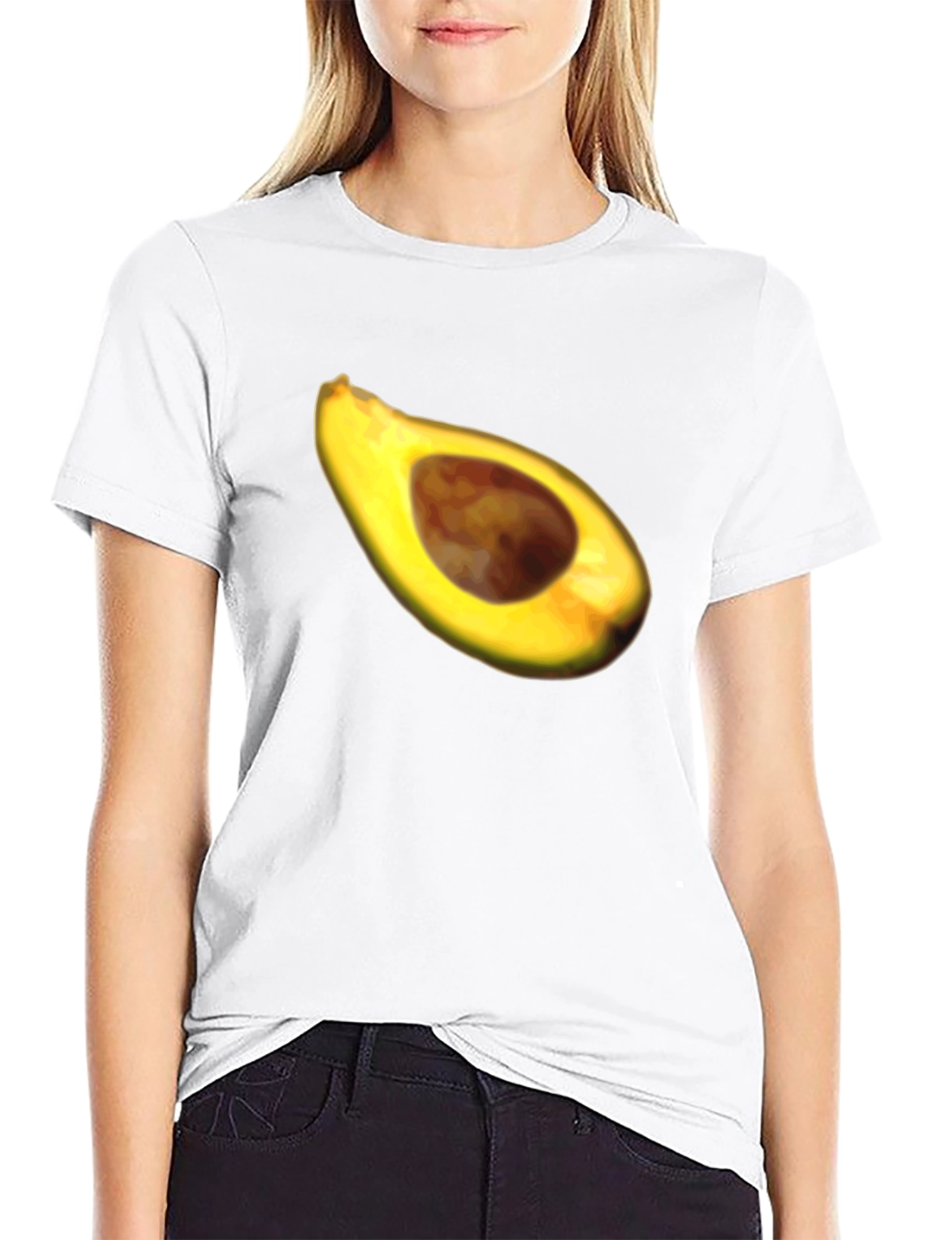 Black Avocado Slice Graphic Tee - Casual Black T-Shirt view 9