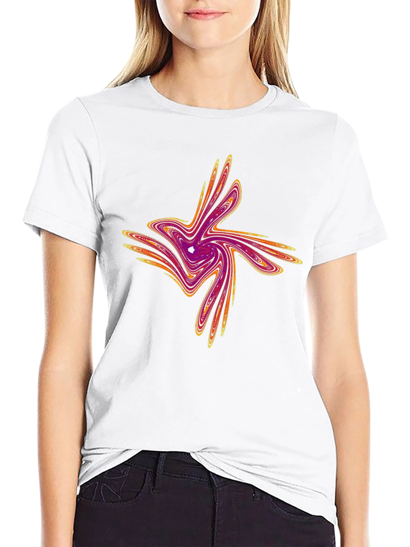Black Abstract Swirl Graphic Tee view 9