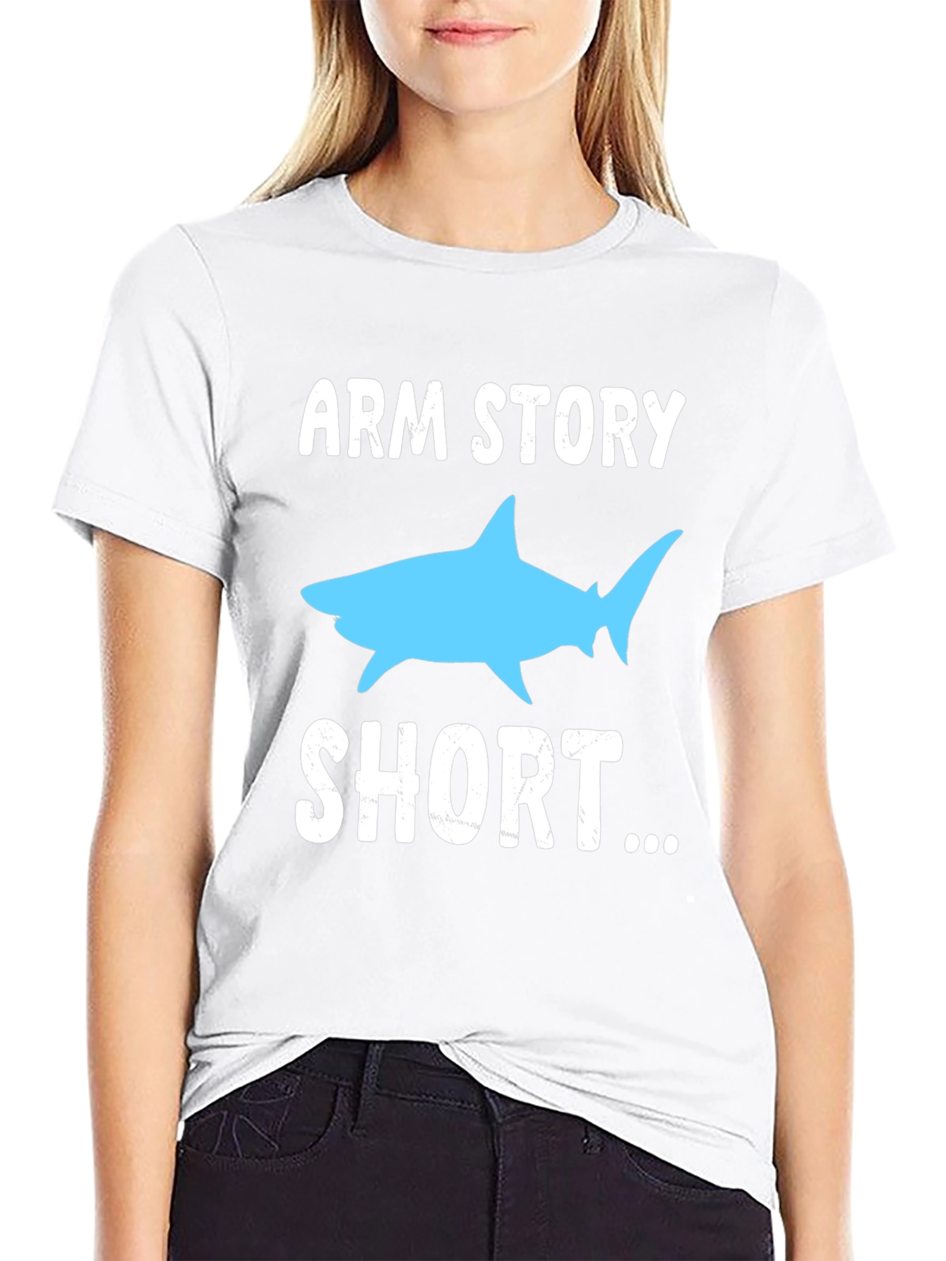 Black Arm Story Short Shark Graphic T-Shirt view 9
