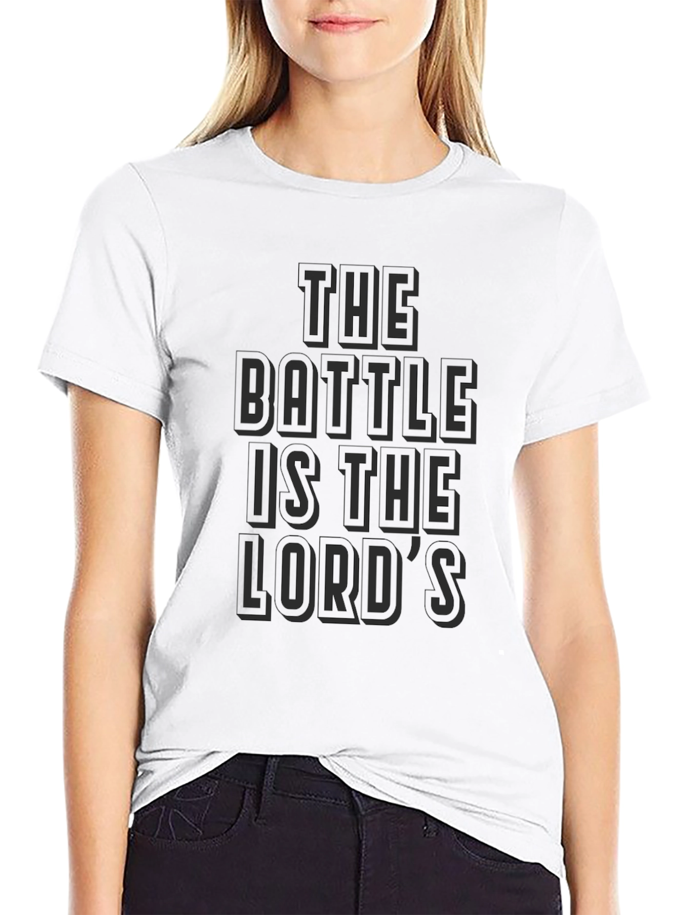 Black The Battle is the Lord's Black T-Shirt view 9