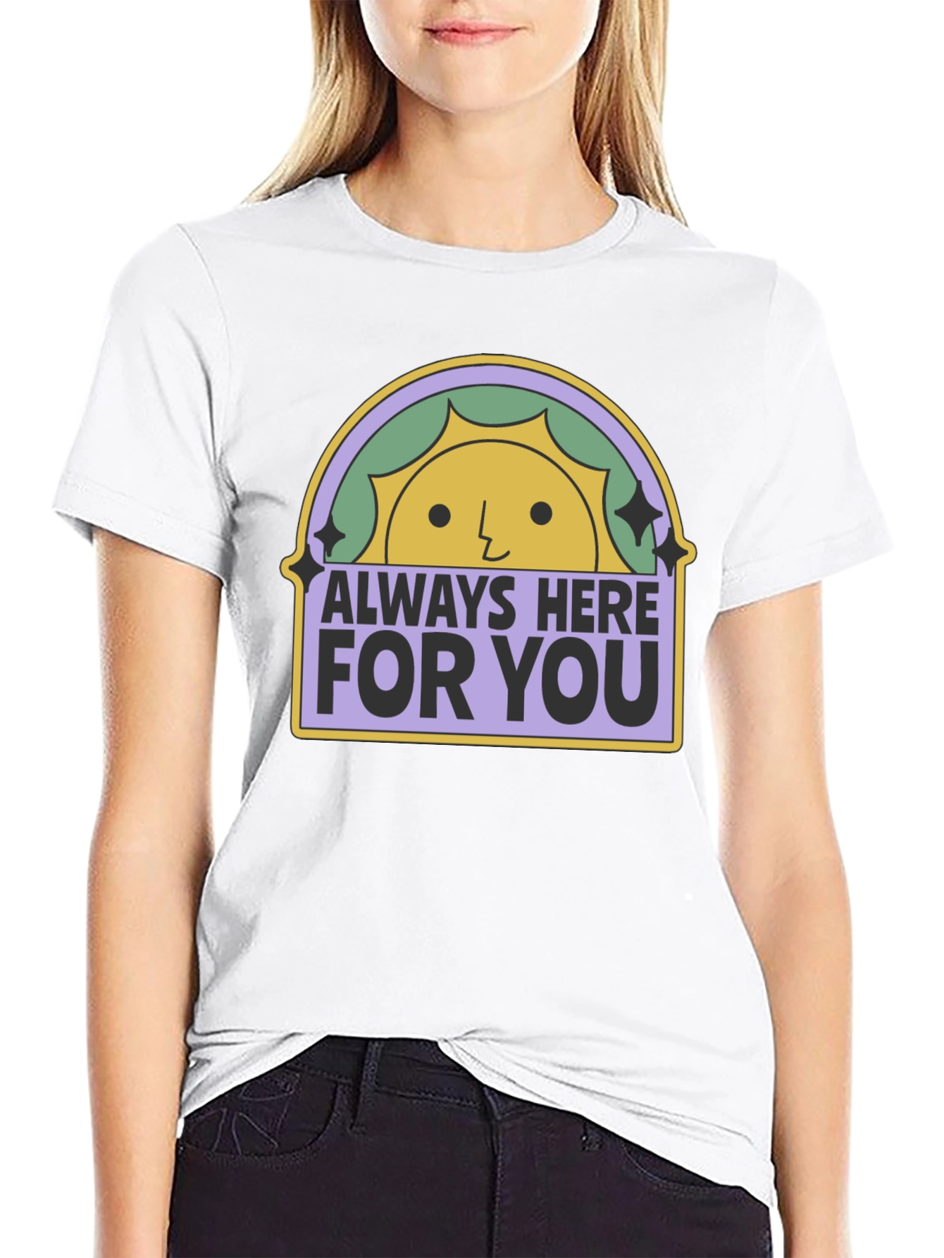 Black Always Here For You Graphic T-Shirt view 9
