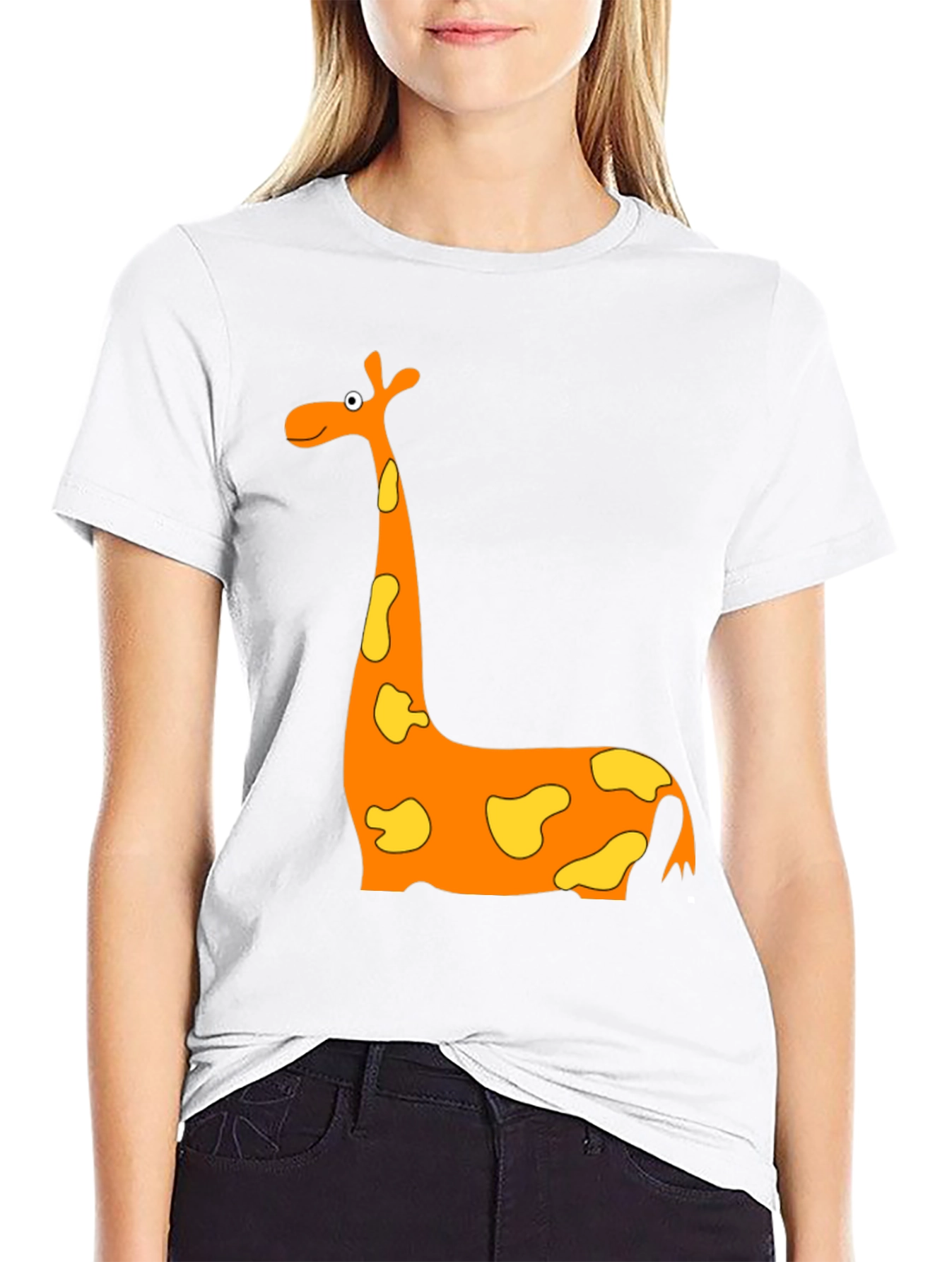 Black Cartoon Giraffe Graphic T-Shirt - Black view 9