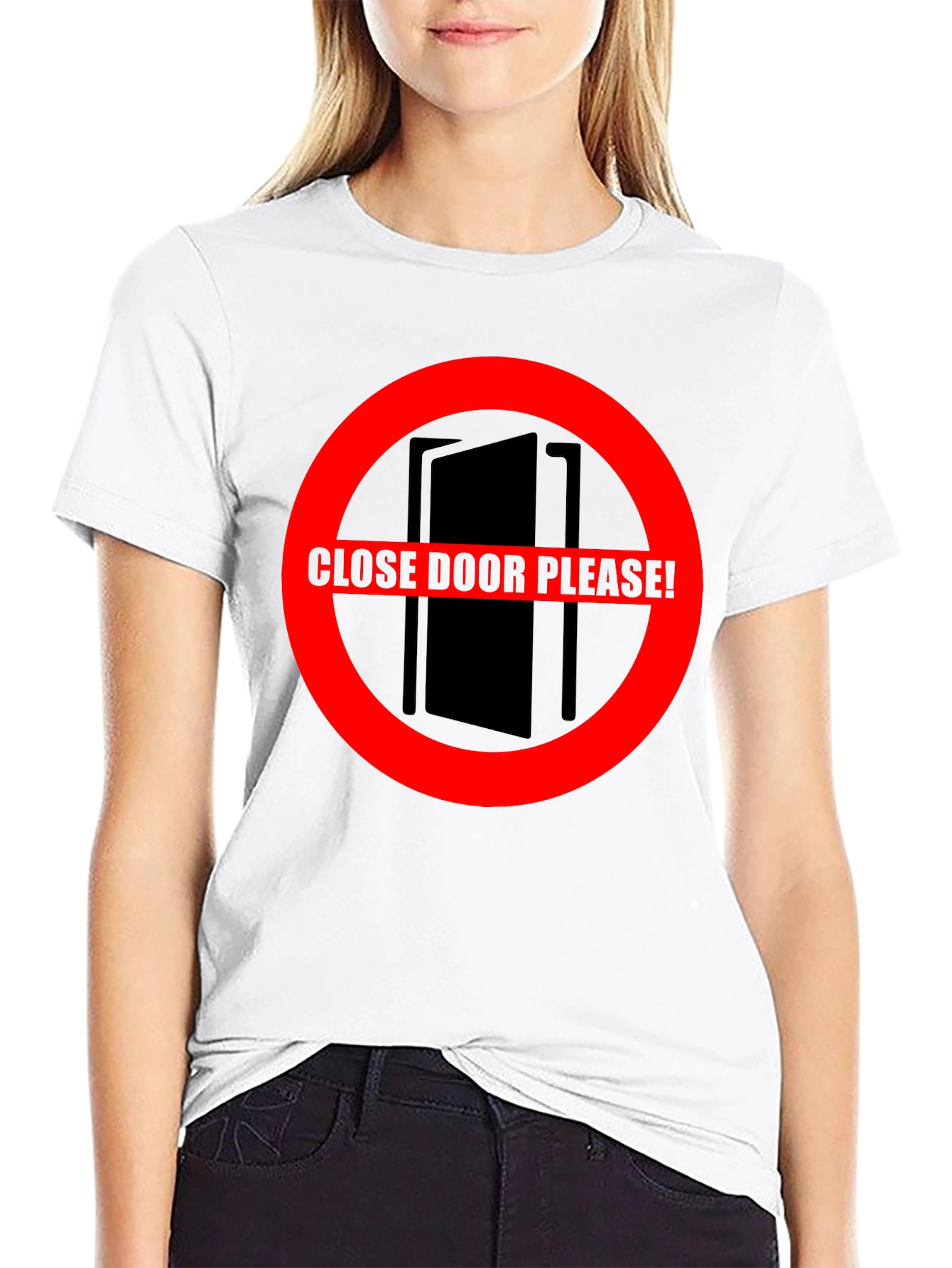 Black Close Door Please! Graphic T-Shirt view 9