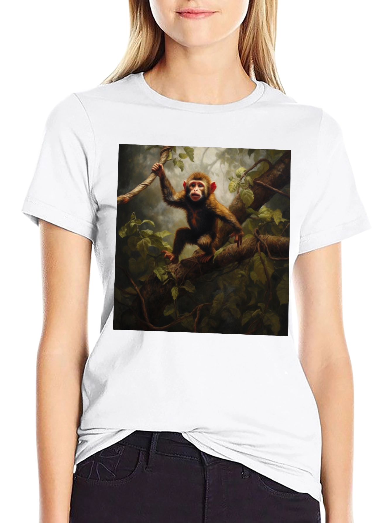 Black Monkey in Jungle T-Shirt - Black view 9