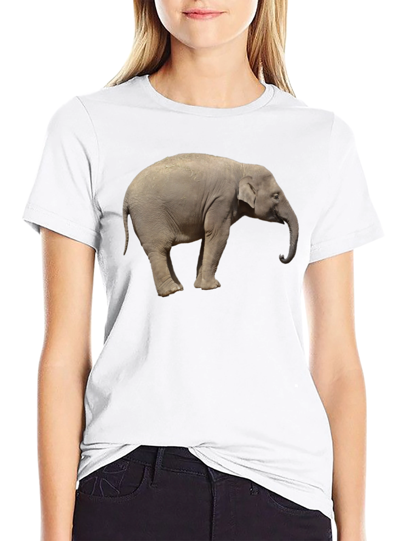 Black Elephant Graphic Tee - Cool Animal Print T-Shirt view 9