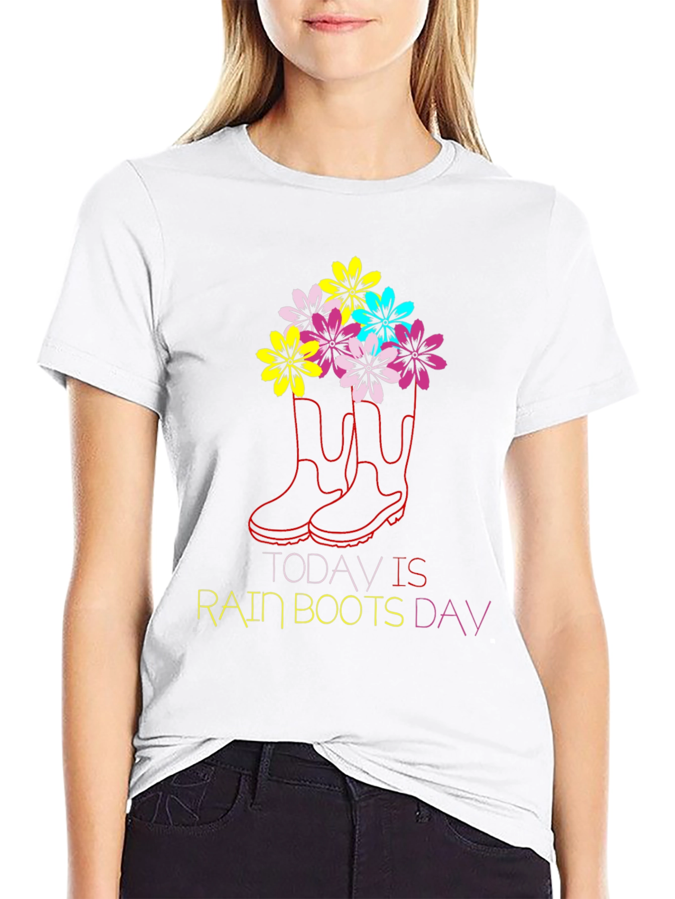 Black Rain Boots Day Graphic T-Shirt view 9