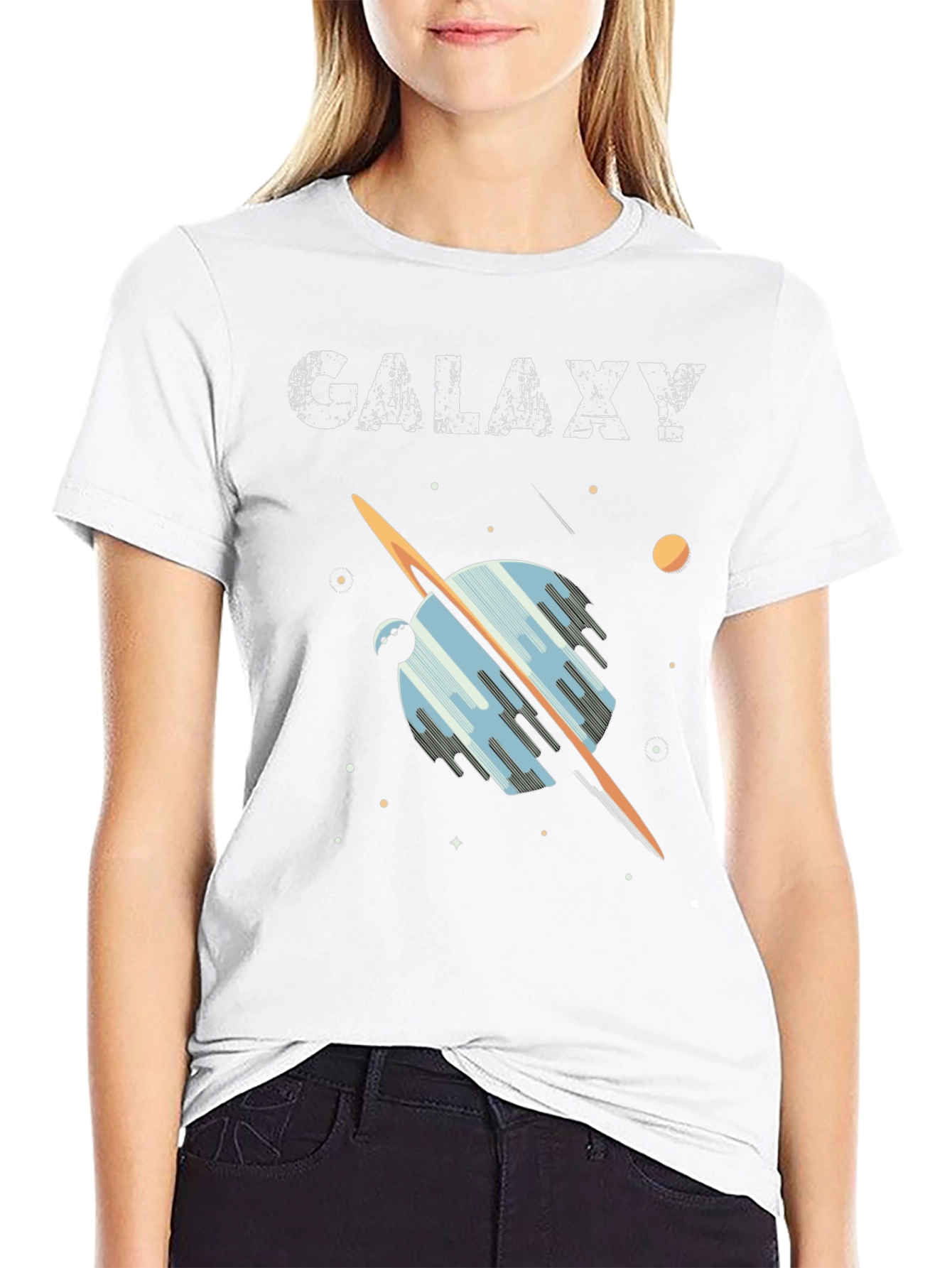 Galaxy Graphic Tee - Black Casual Short Sleeve - 9