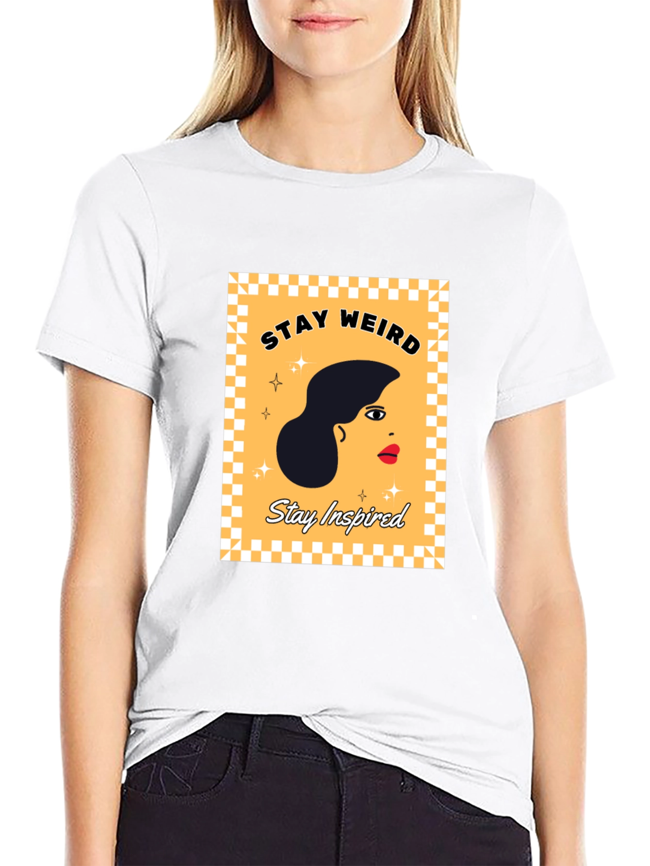 Black Stay Weird, Stay Inspired Graphic Tee view 9