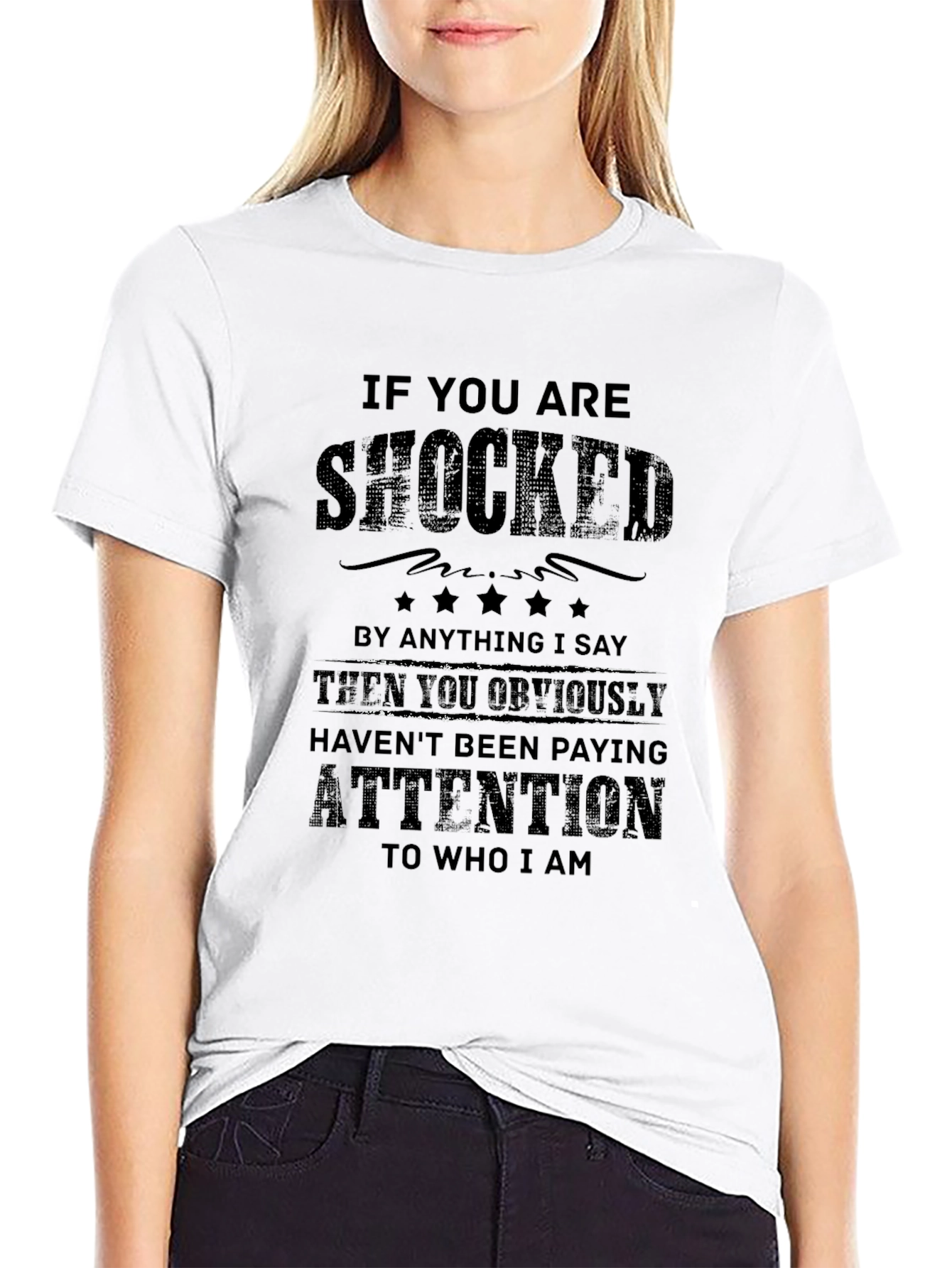 Black Shocked Funny Sarcastic Novelty T-Shirt view 9