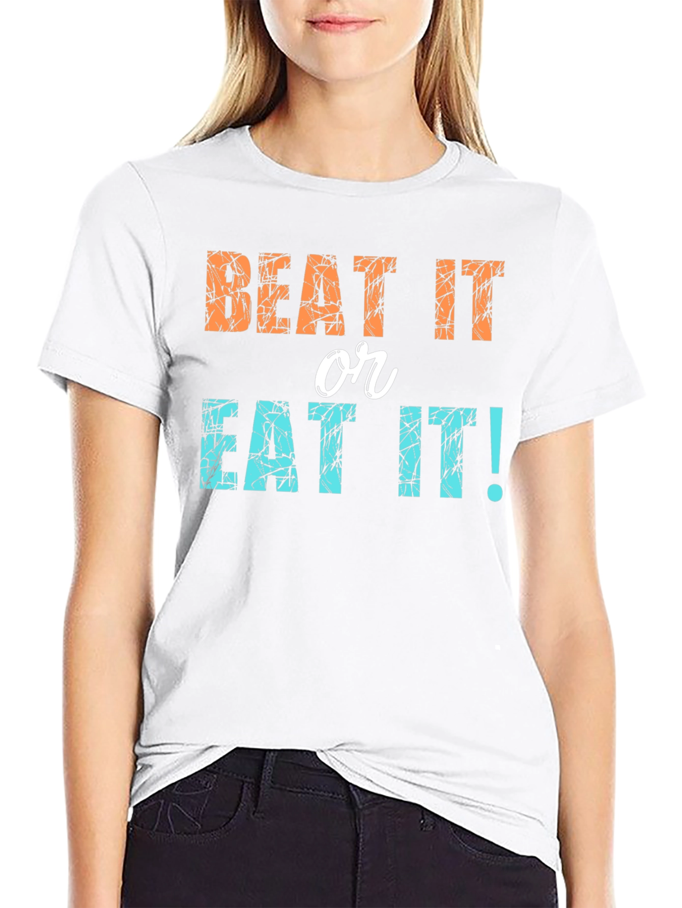 Black Beat It or Eat It! Novelty Graphic Tee view 9