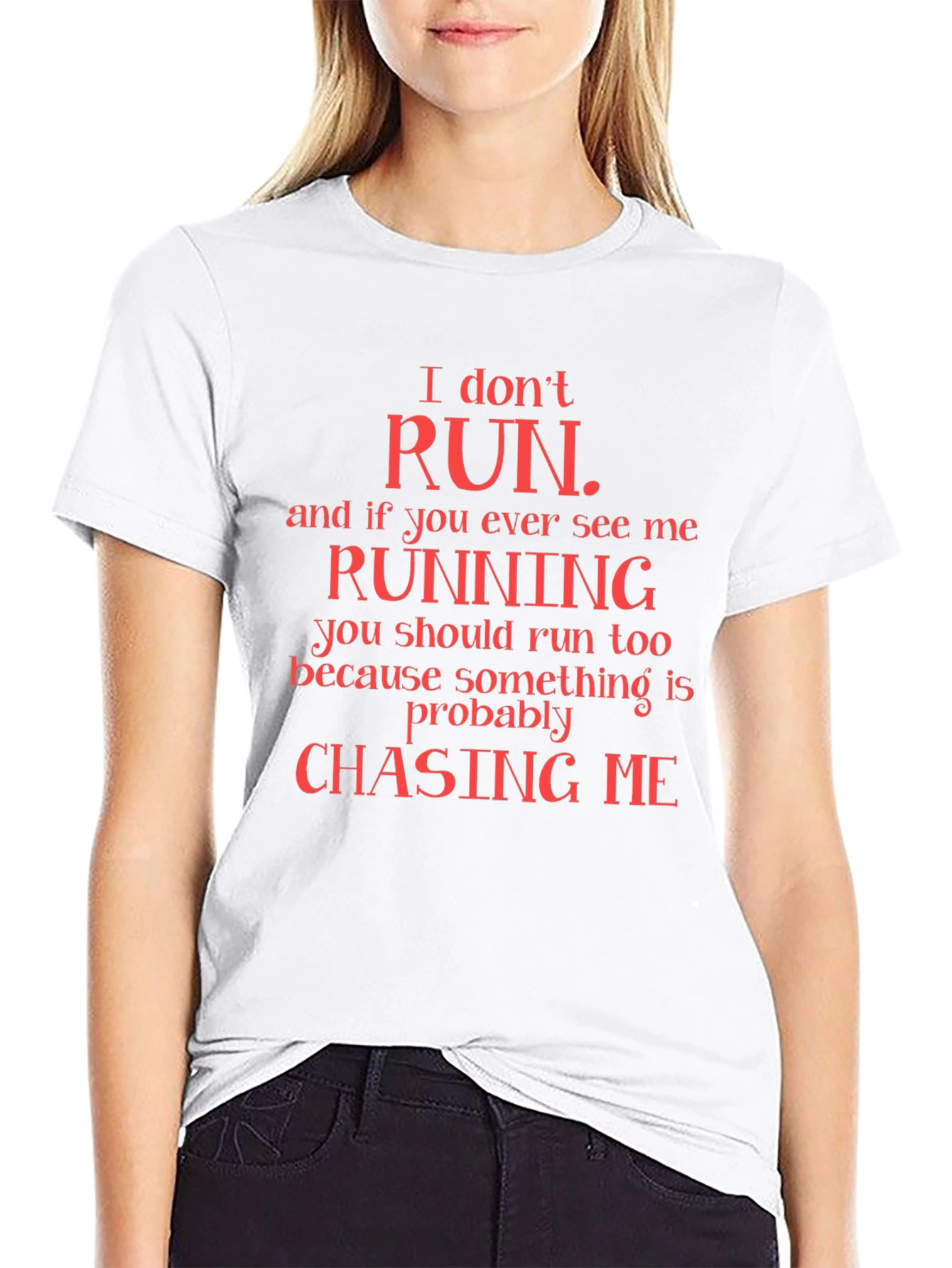 Black Funny "I Don't Run" Graphic T-Shirt view 9
