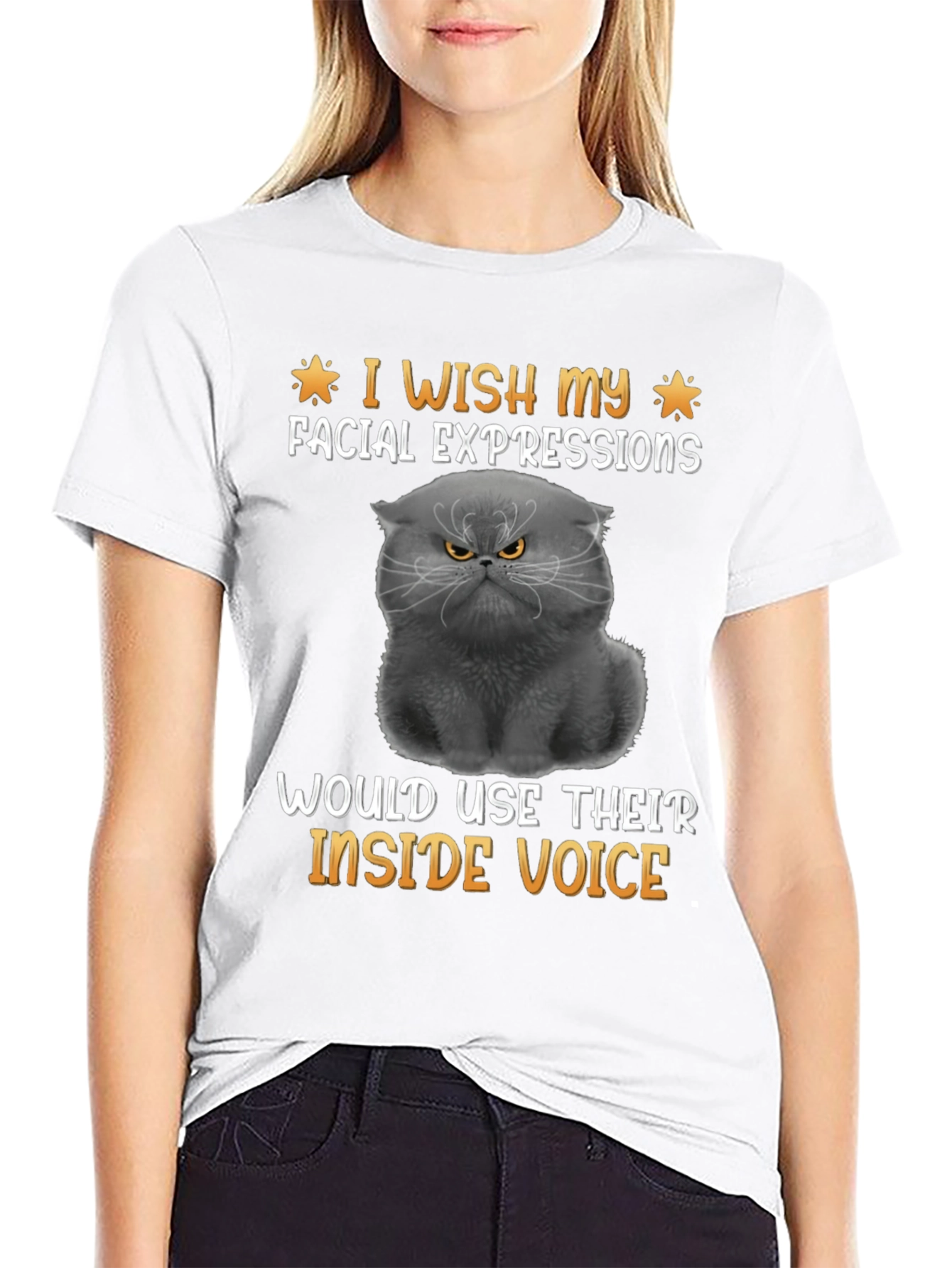 Black Grumpy Cat Inside Voice T-Shirt view 9