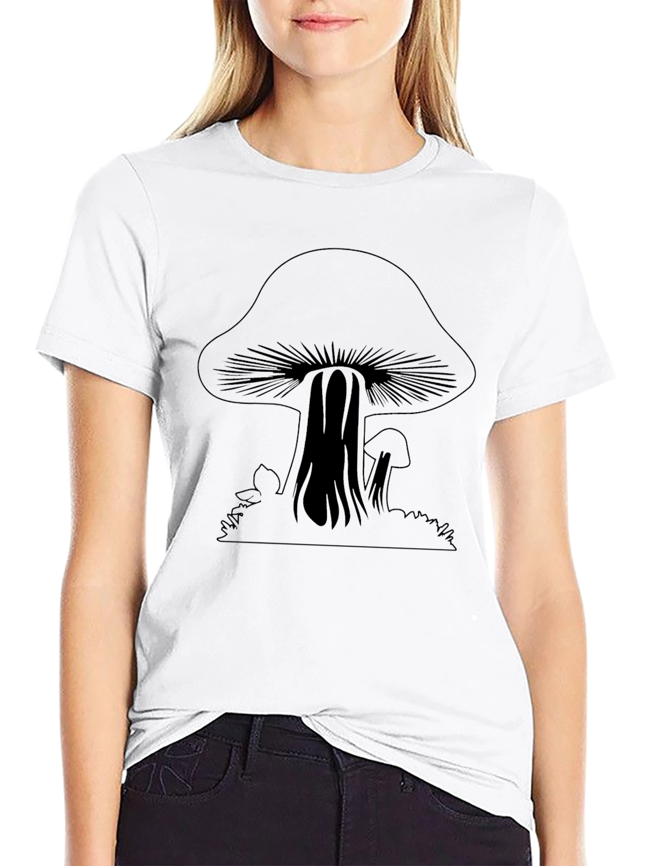 Black Mushroom Graphic Black Tee view 9