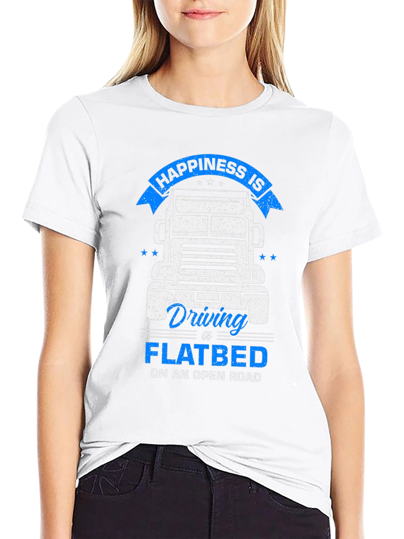 Black Happiness Flatbed Trucker T-Shirt - Open Road Comfort view 9