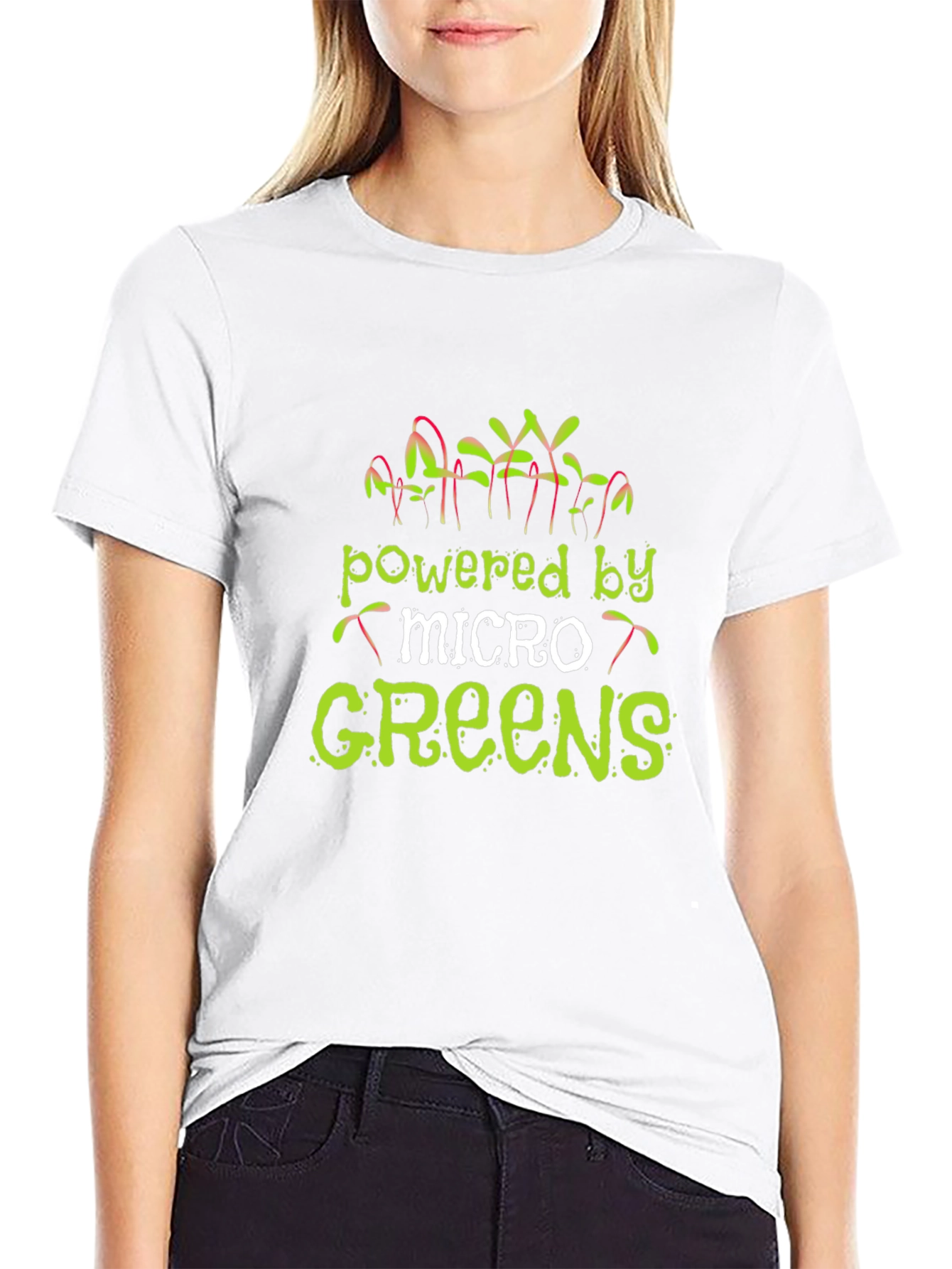 Black Powered by Micro Greens Novelty T-Shirt view 9