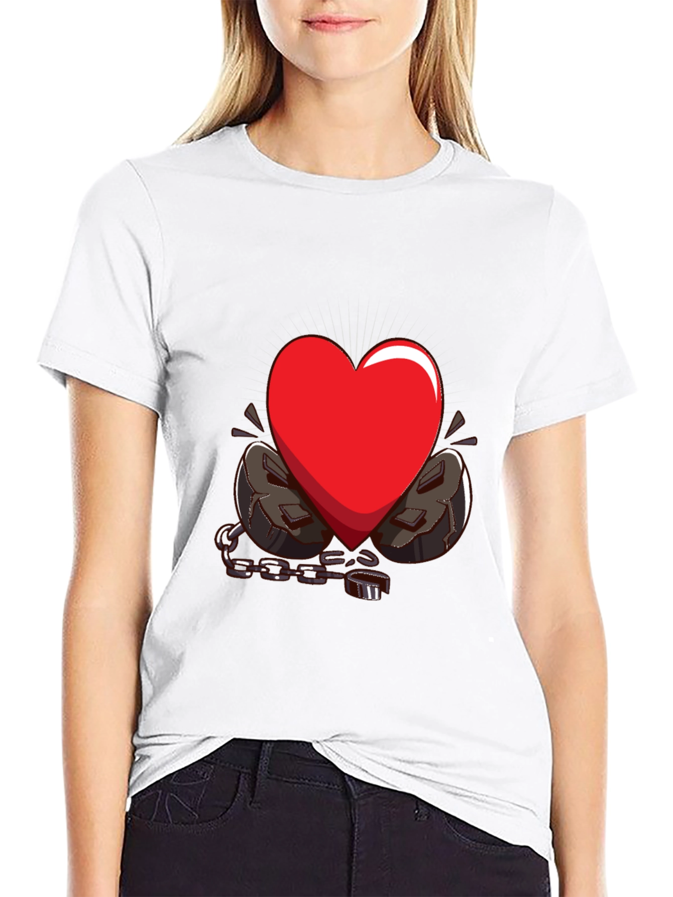 Black Heart in Chains Graphic T-Shirt - Black view 9