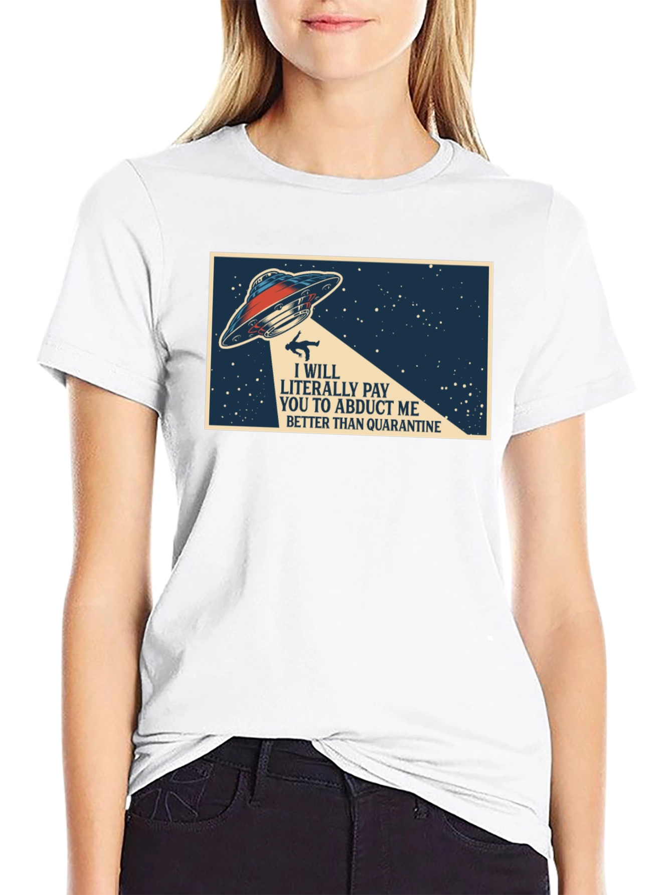 Black Abduction Quarantine T-Shirt - Funny Alien Graphic Tee view 9